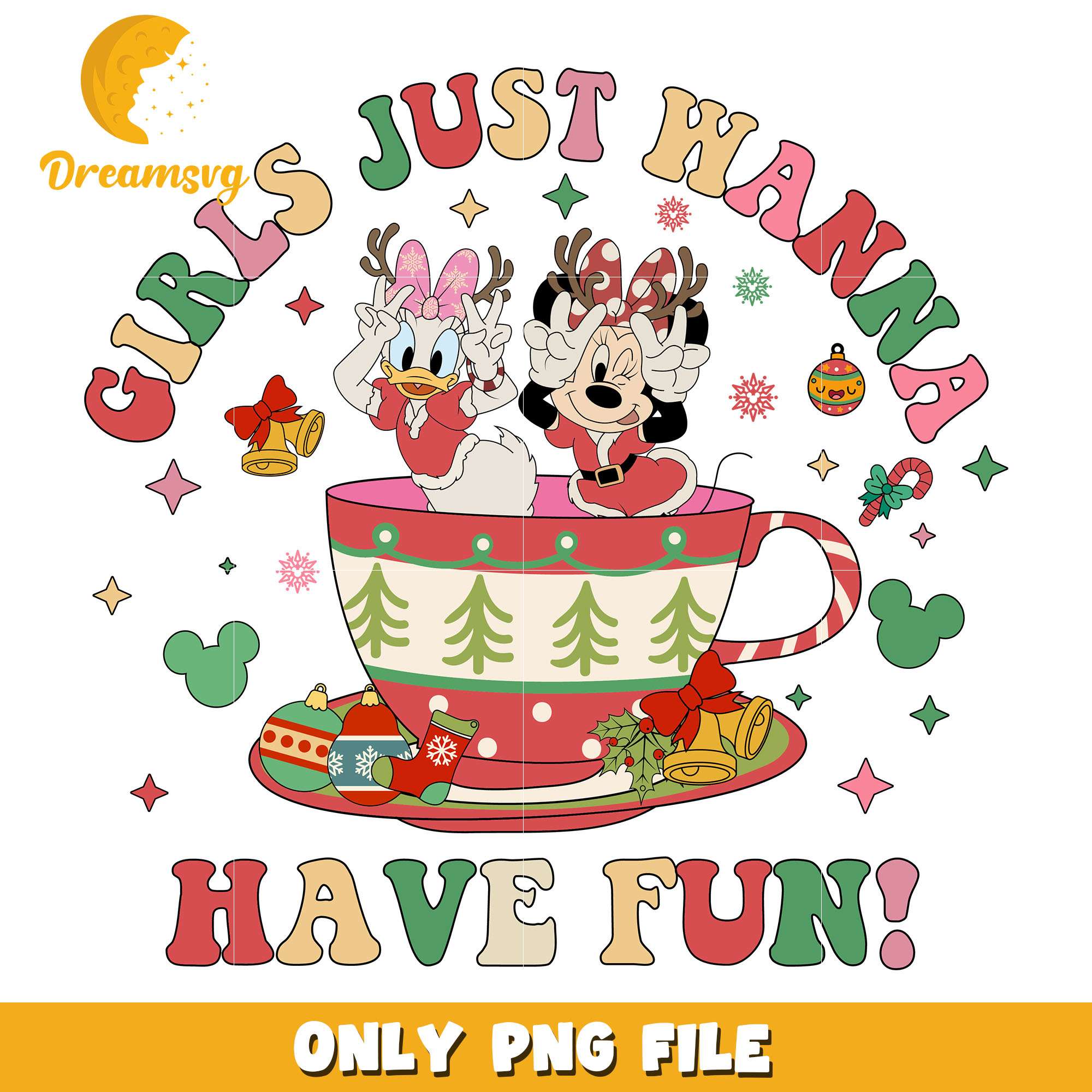 Minnie and daisy girls just wanna png, disney png, christmas png