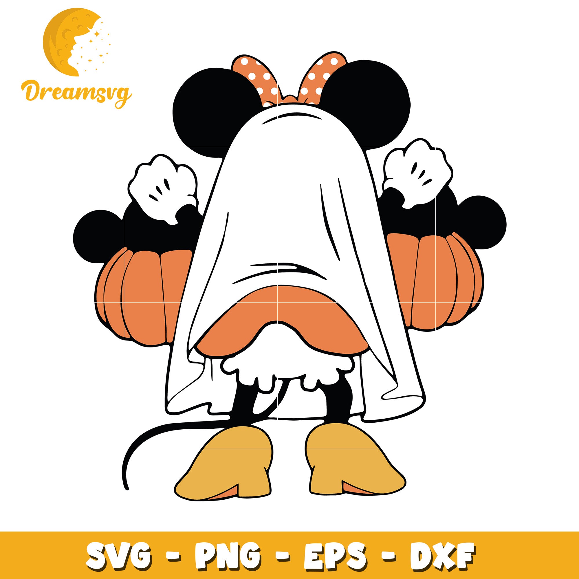 Minnie back halloween ghost svg, Disney friends halloween vibes svg