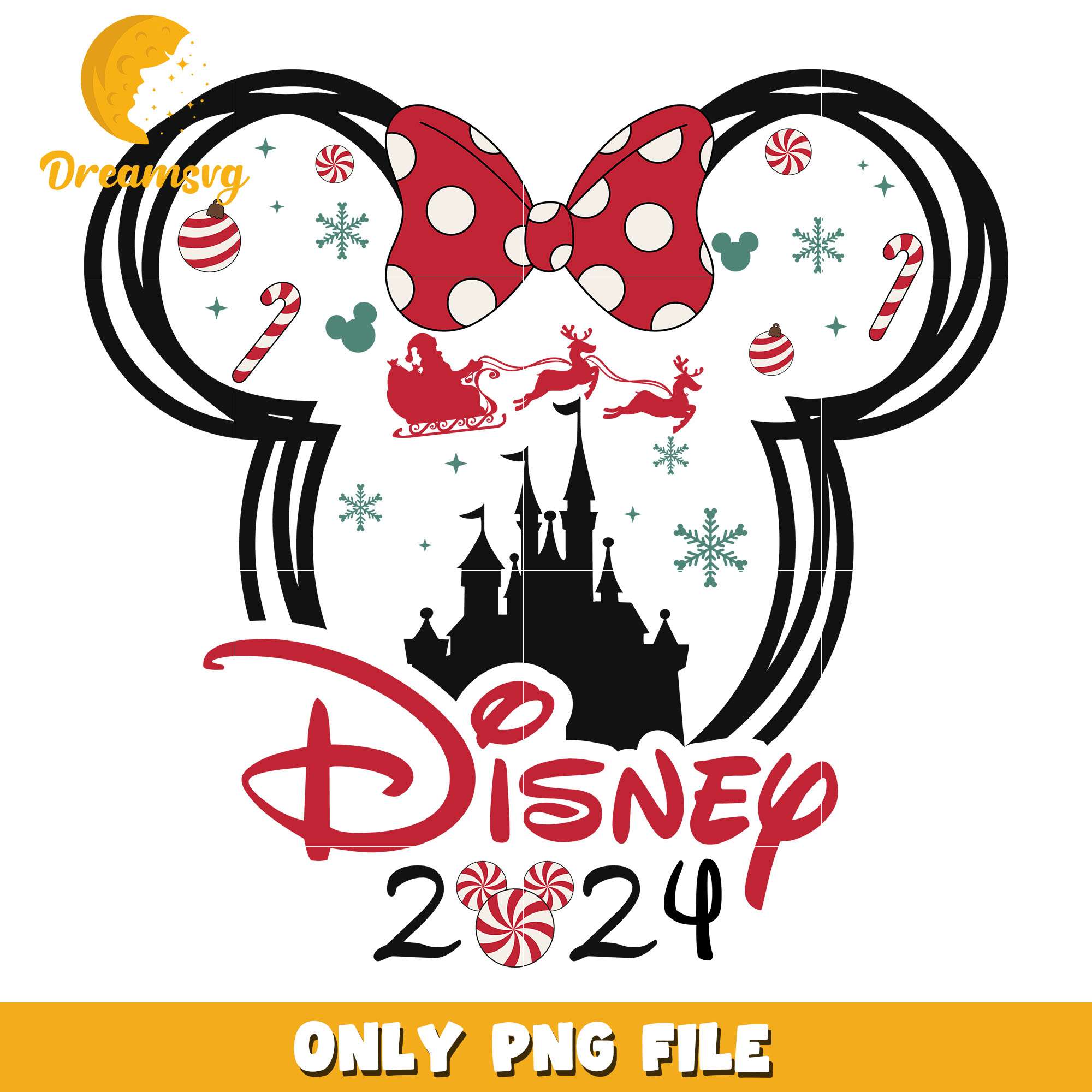 Minnie character disney 2024 png, minnie png, christmas png