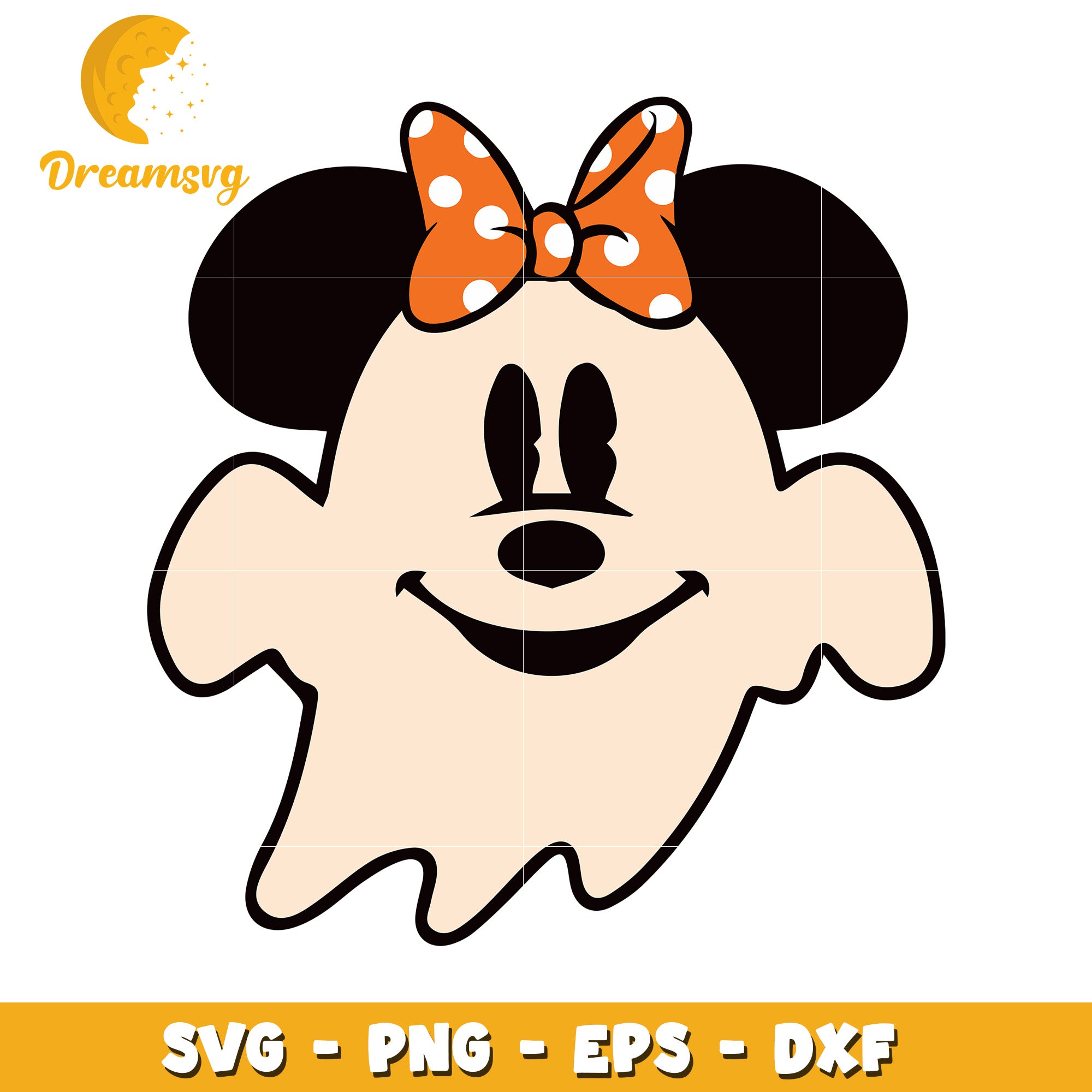 Minnie halloween flying ghost svg, Disney friends halloween vibes svg