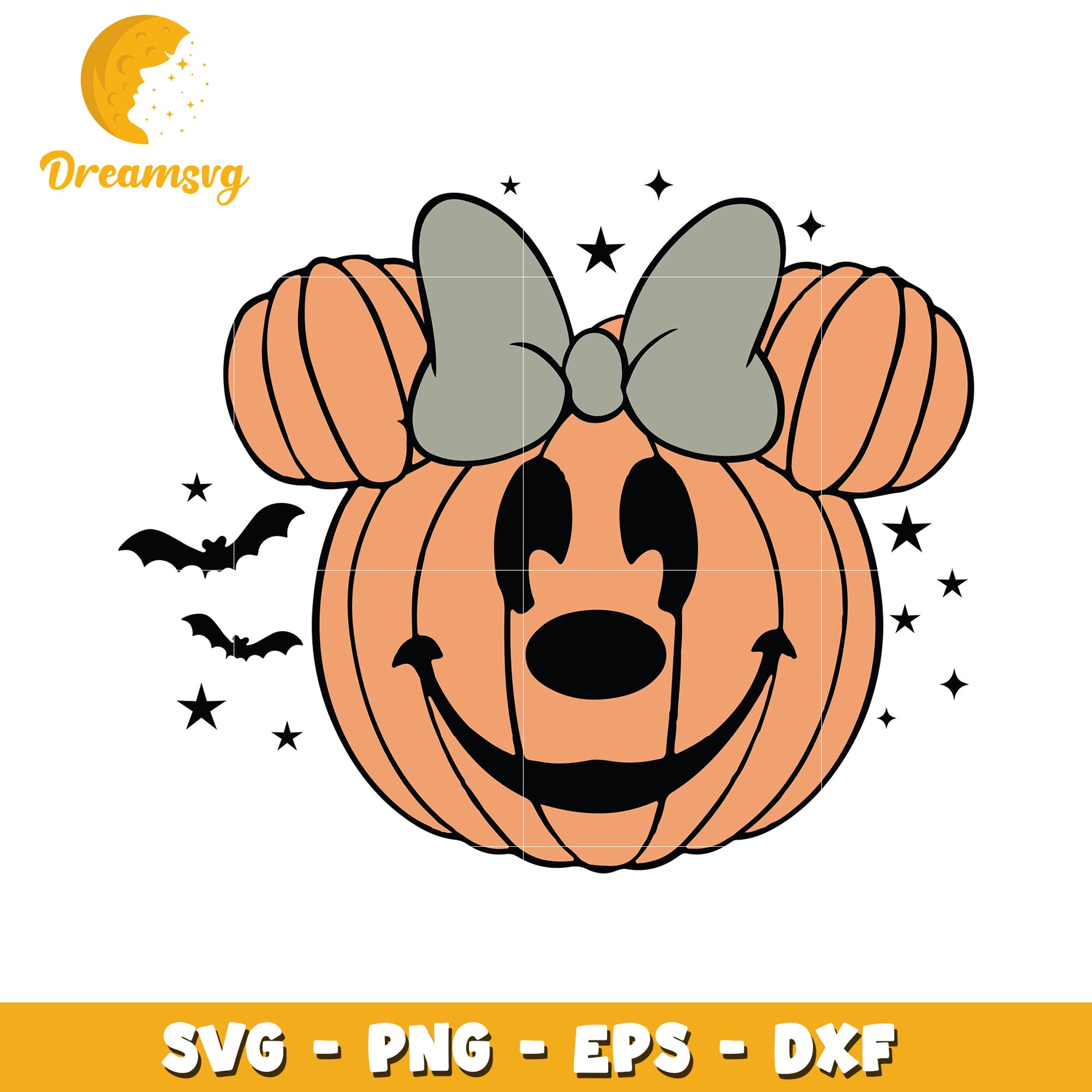Minnie head halloween pumpkin svg, Disney friends halloween vibes svg