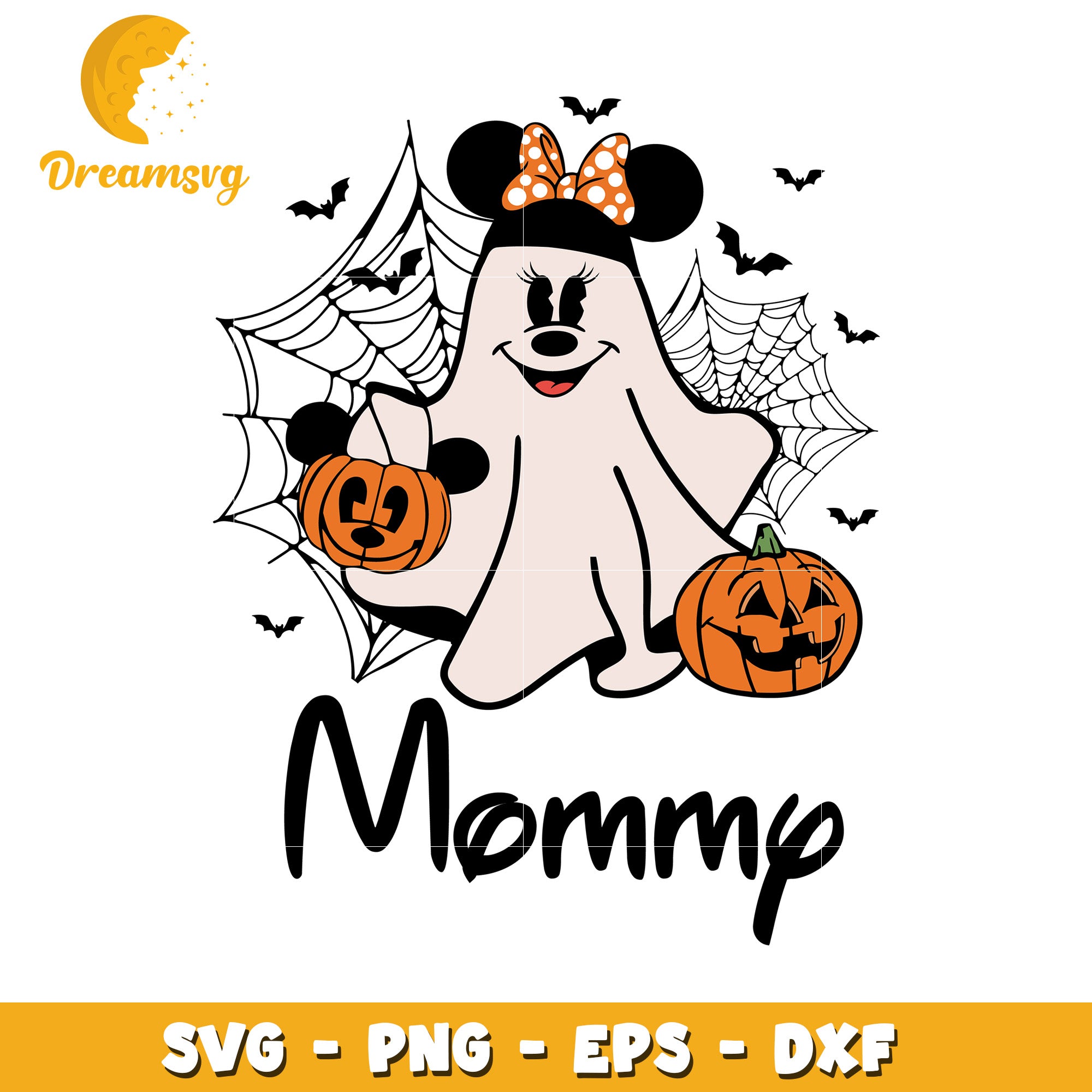 Minnie mommy halloween ghost svg, Disney friends halloween vibes svg