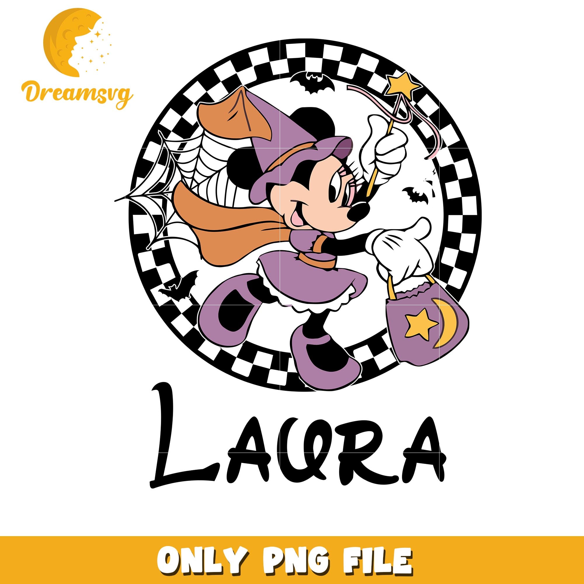 Minnie mouse Laura halloween png, Disney friends halloween vibes png