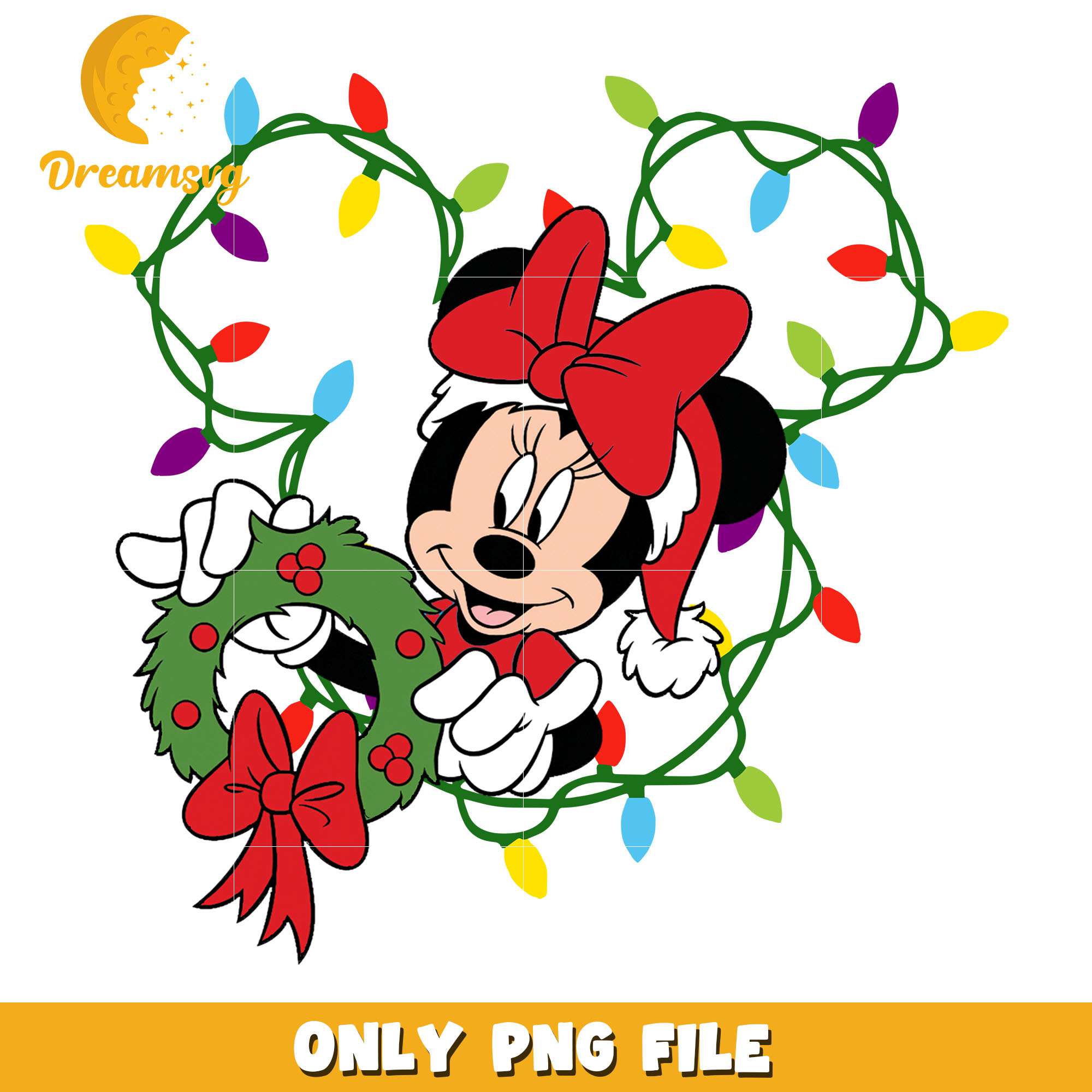 Minnie mouse and wreath png, Minnie mouse png, christmas png