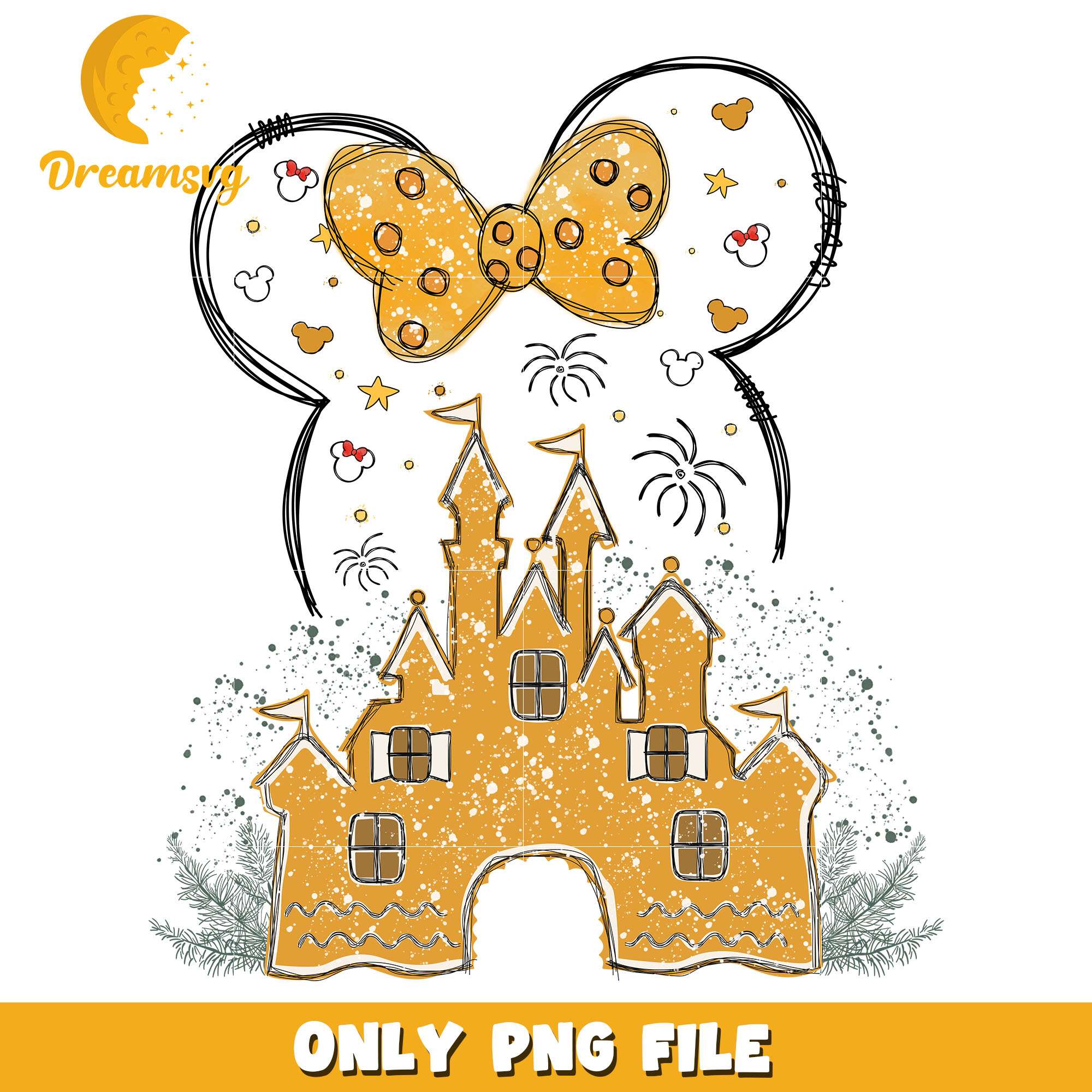 Minnie mouse character castle png, disney png, christmas png