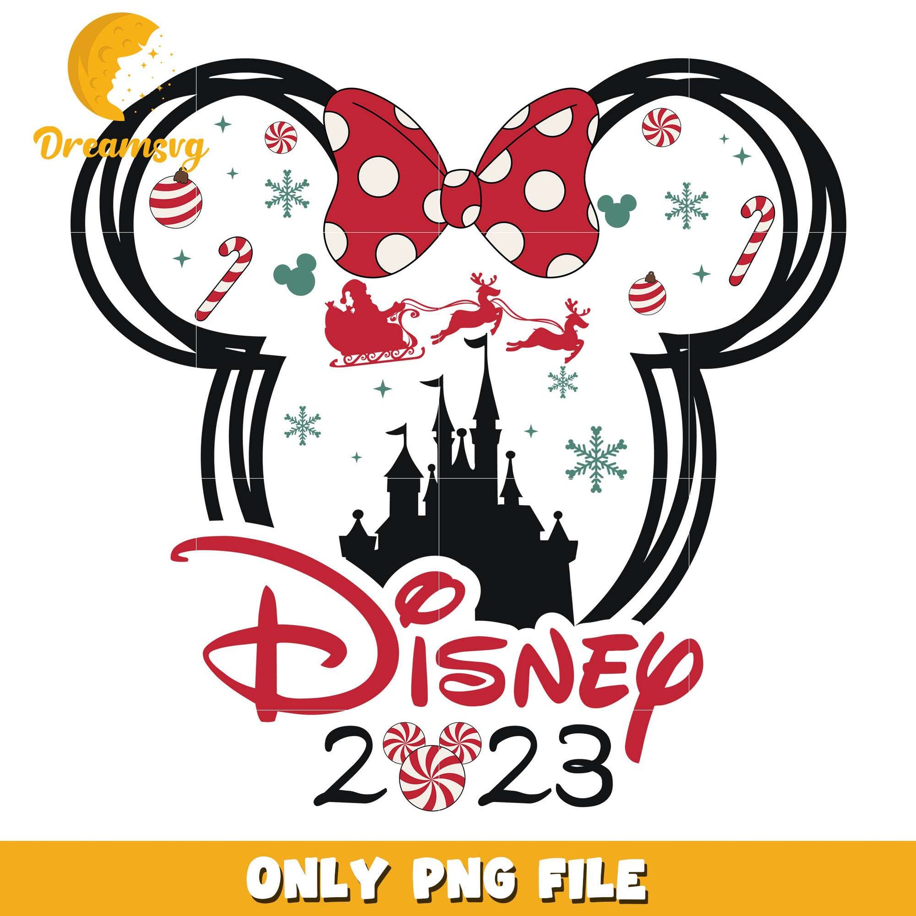 Minnie mouse disney 2023 png, minnie png, christmas png