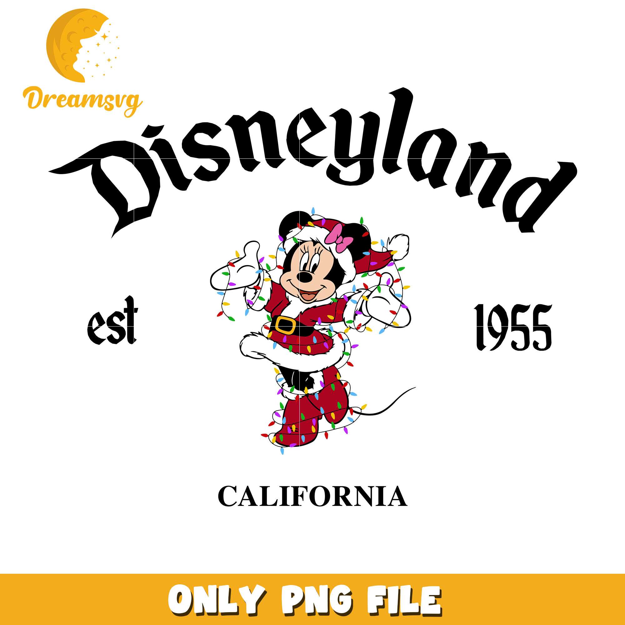 Minnie mouse disneyland est 1955 png, disney png, christmas png