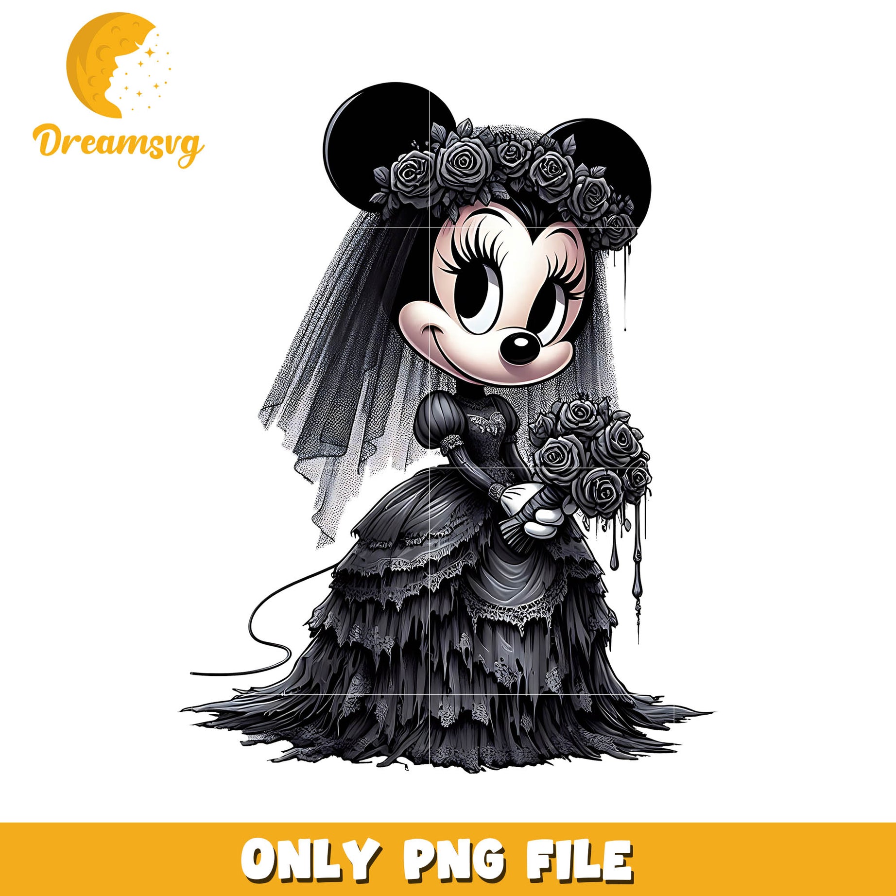Minnie mouse halloween black bride png, Disney halloween cartoon png