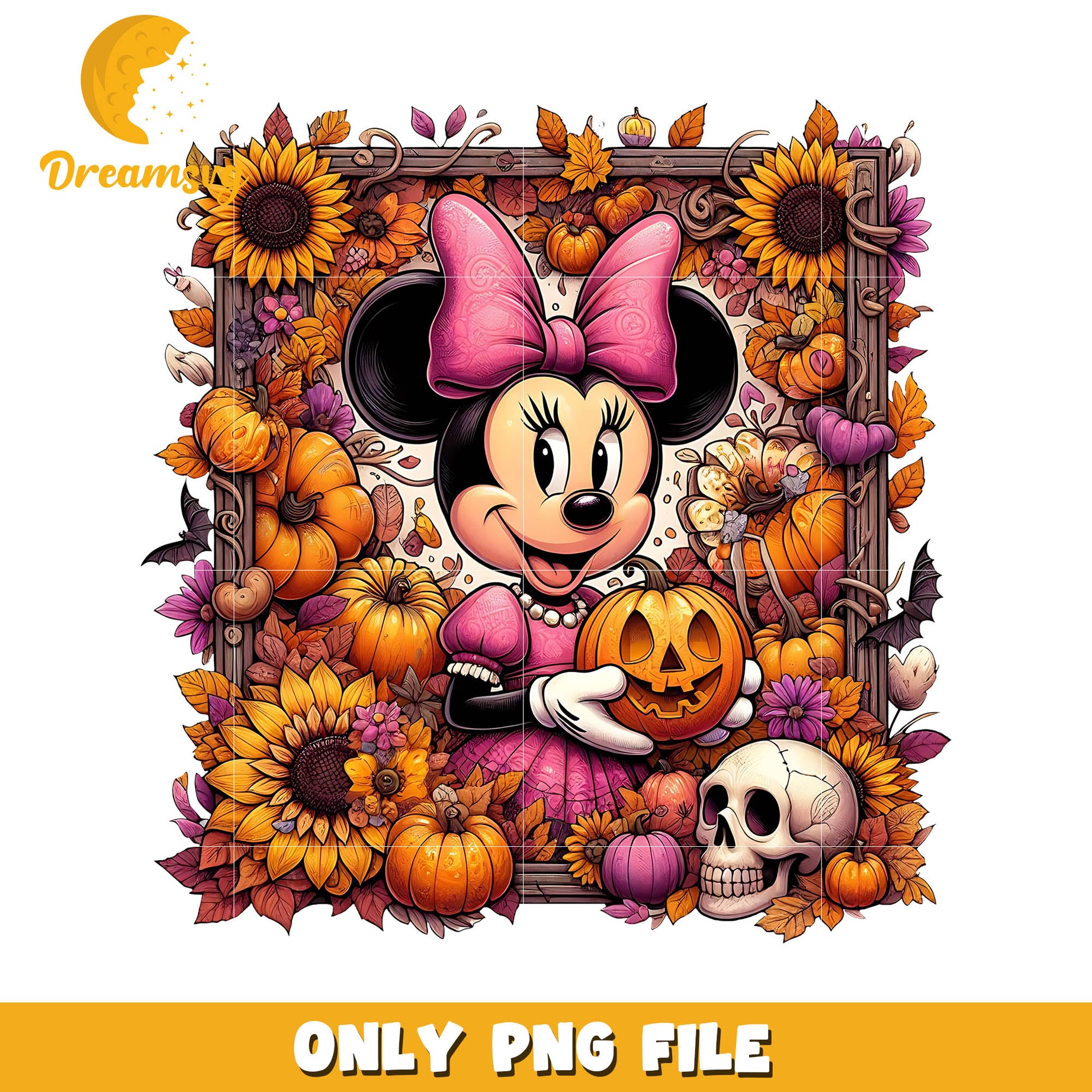 Minnie sunflower halloween png, Disney halloween movie png