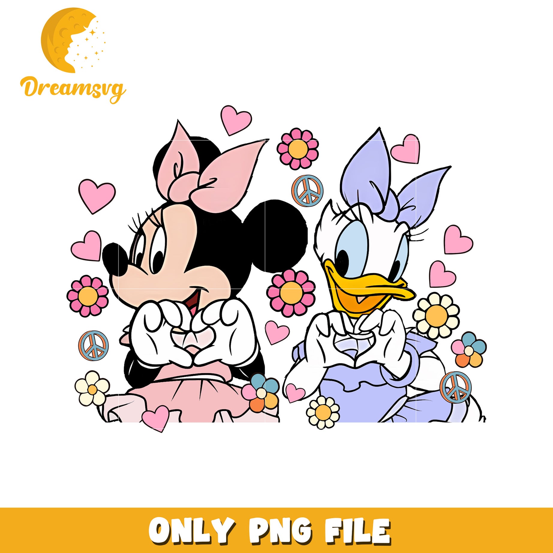 Minnie and Daisy Cute Heart Design PNG Image Download