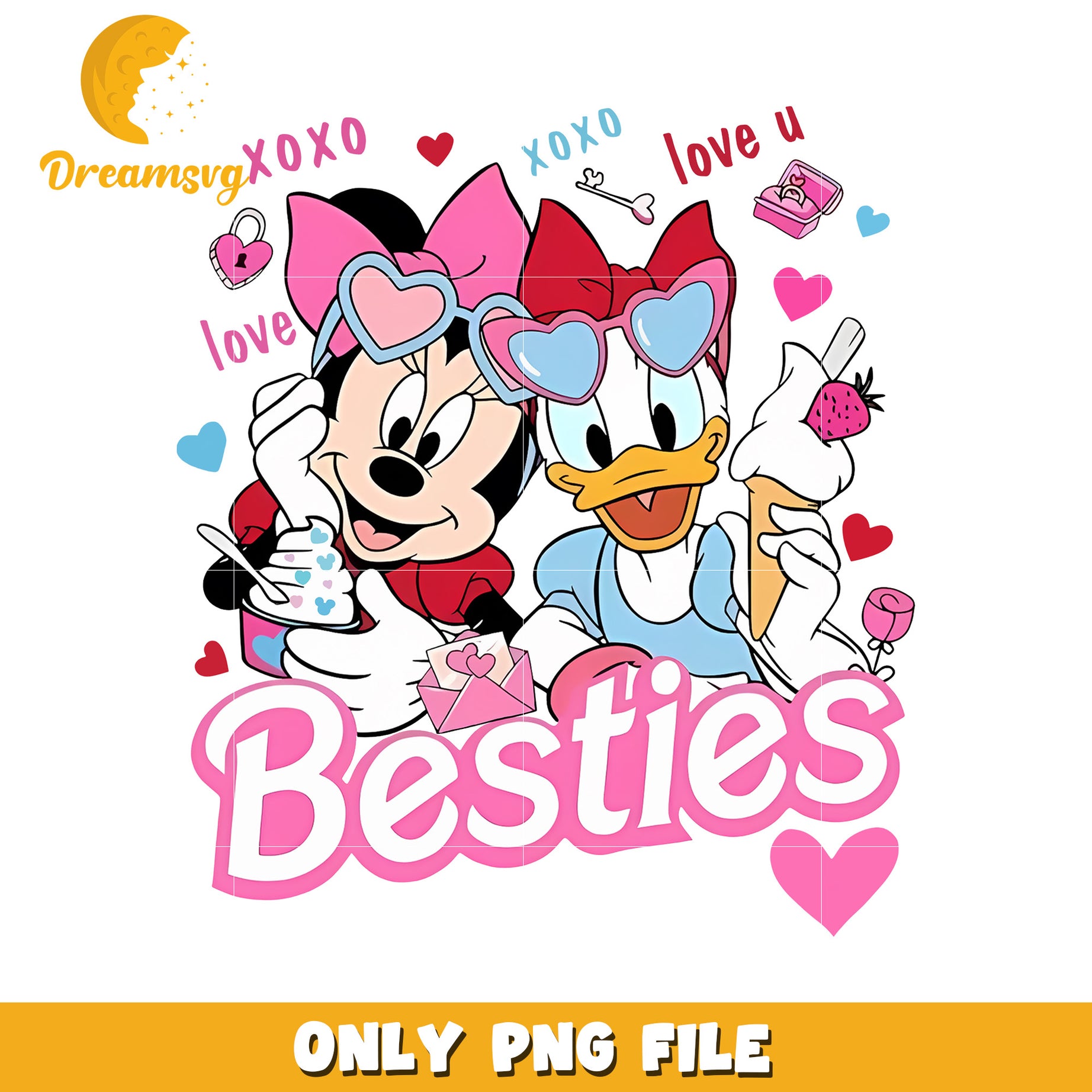 Minnie and Donald Besties Cute PNG Design for Friends