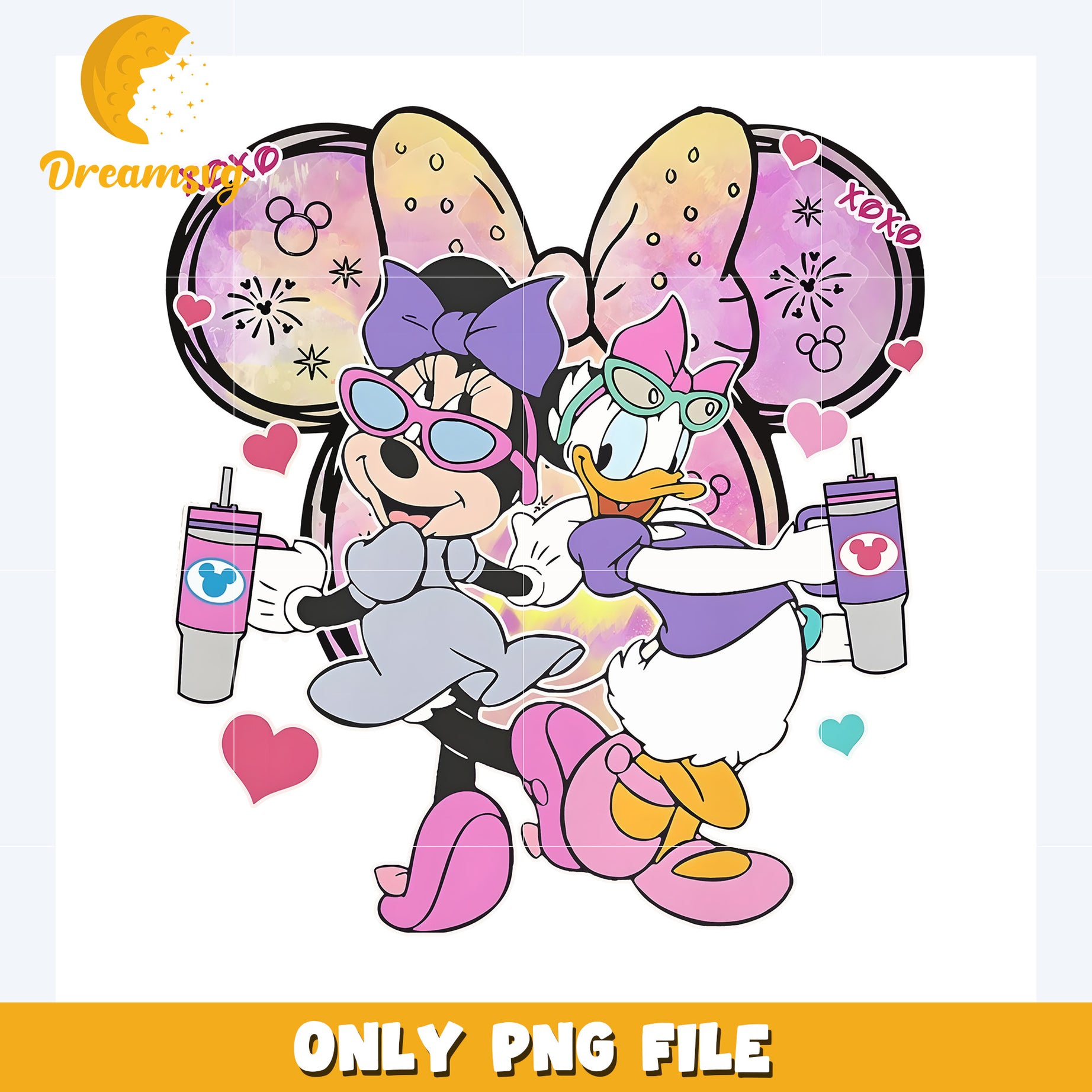 Minnie and daisy design png, disney plus png, disney world png