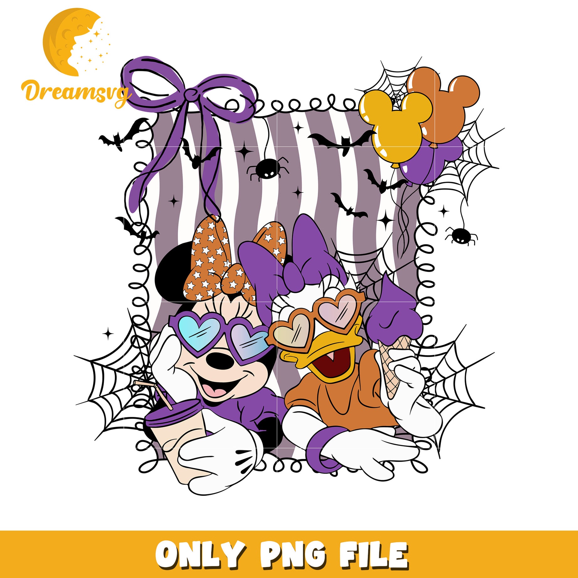 Minnie and daisy png, halloween cartoon png, halloween characters png