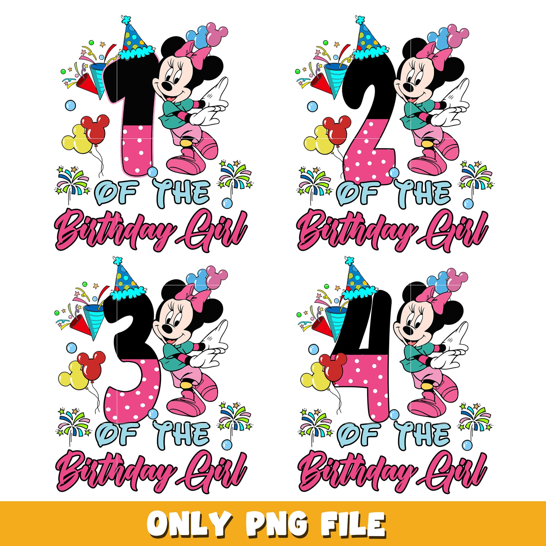 Minnie birthday girl bundle png, Disney cartoon png, Digital download 