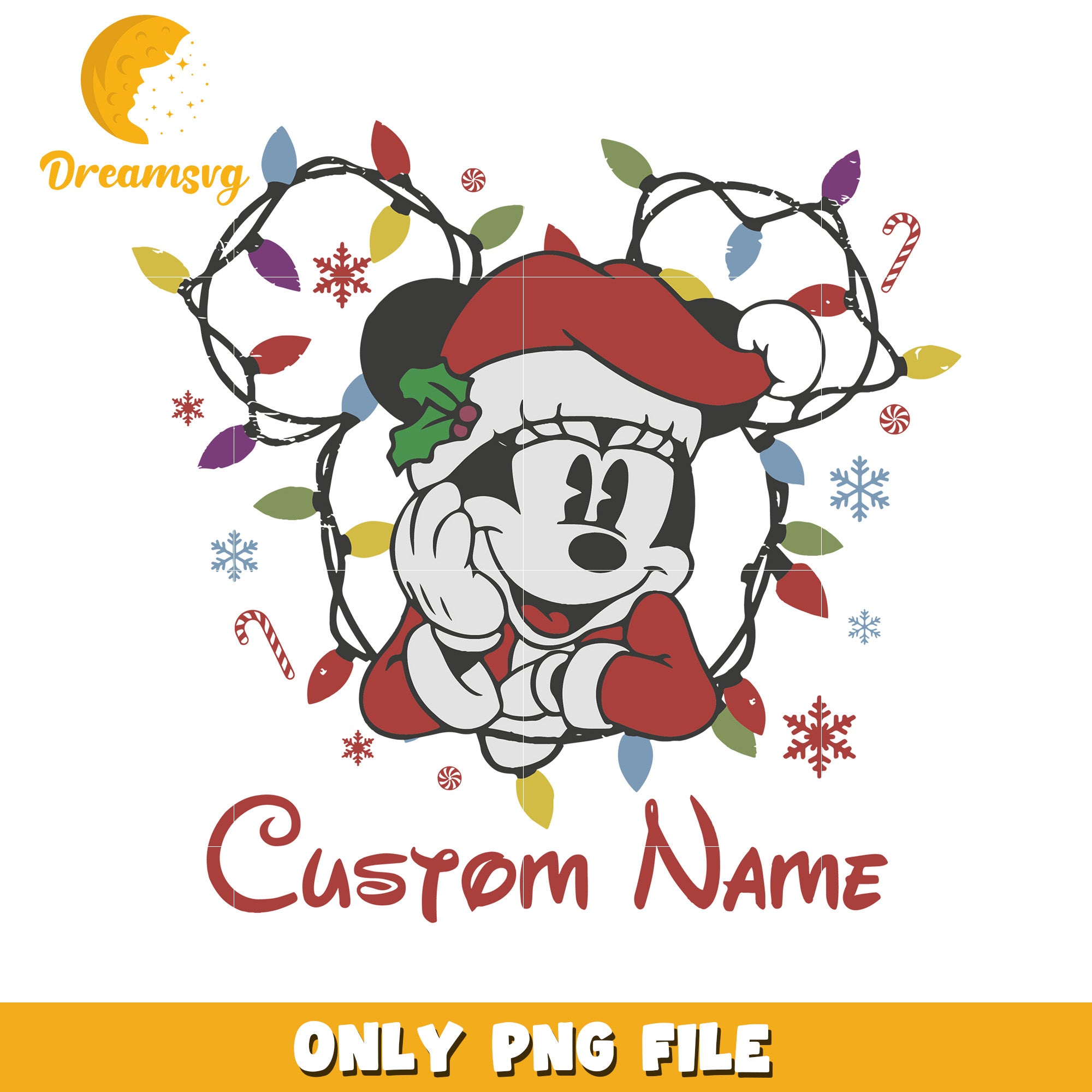 Minnie custom name png, spirit christmas png, disney characters png