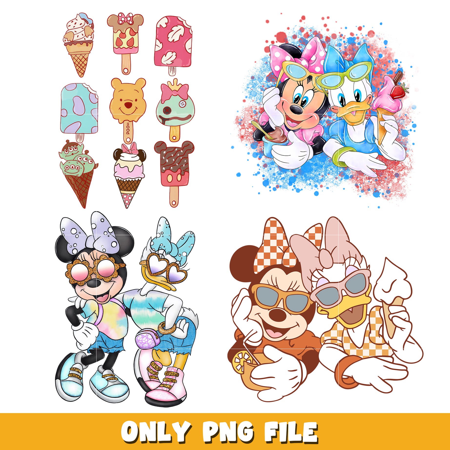 Minnie mouse and daisy duck cute  bundle png, Disney cartoon png, Digital download 