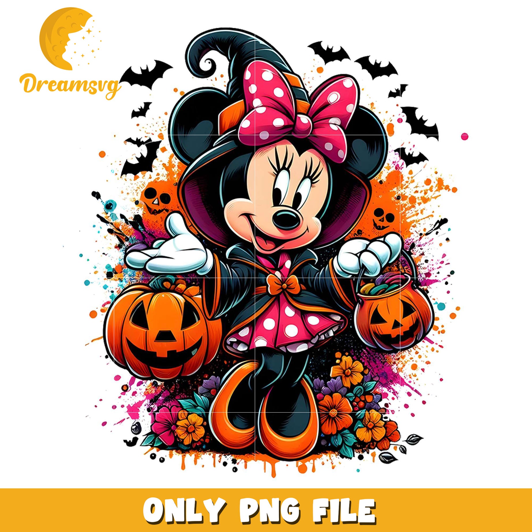 Minnie halloween design png, halloween​​​​ toys png, cartoon characters png