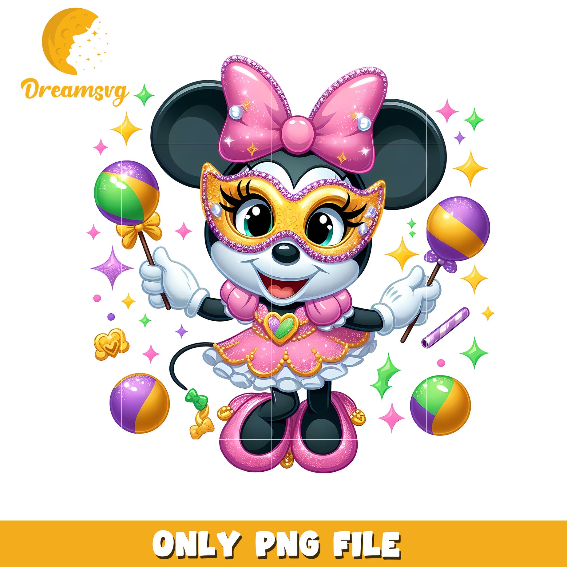 Minnie happy mardi gras day png, mardi gras outfits png