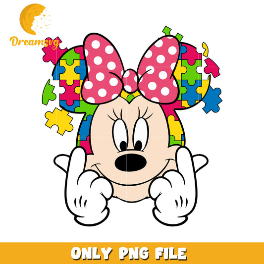 Minnie head puzzle autism png, autism awareness puzzle piece png