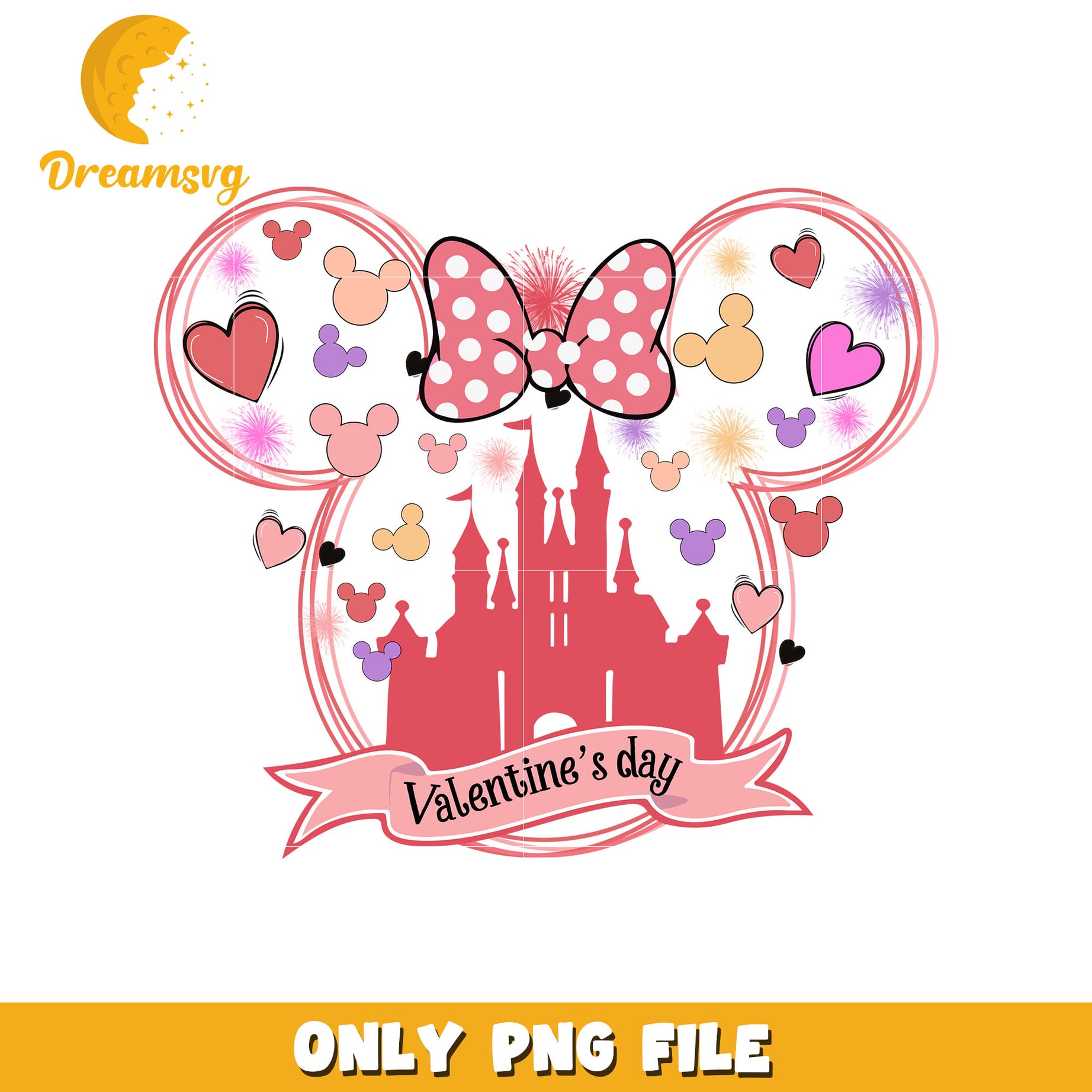 Minnie head valentine's day png, disney castle png, valentine png