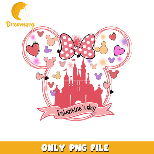 Minnie head valentine's day png, disney castle png, valentine png