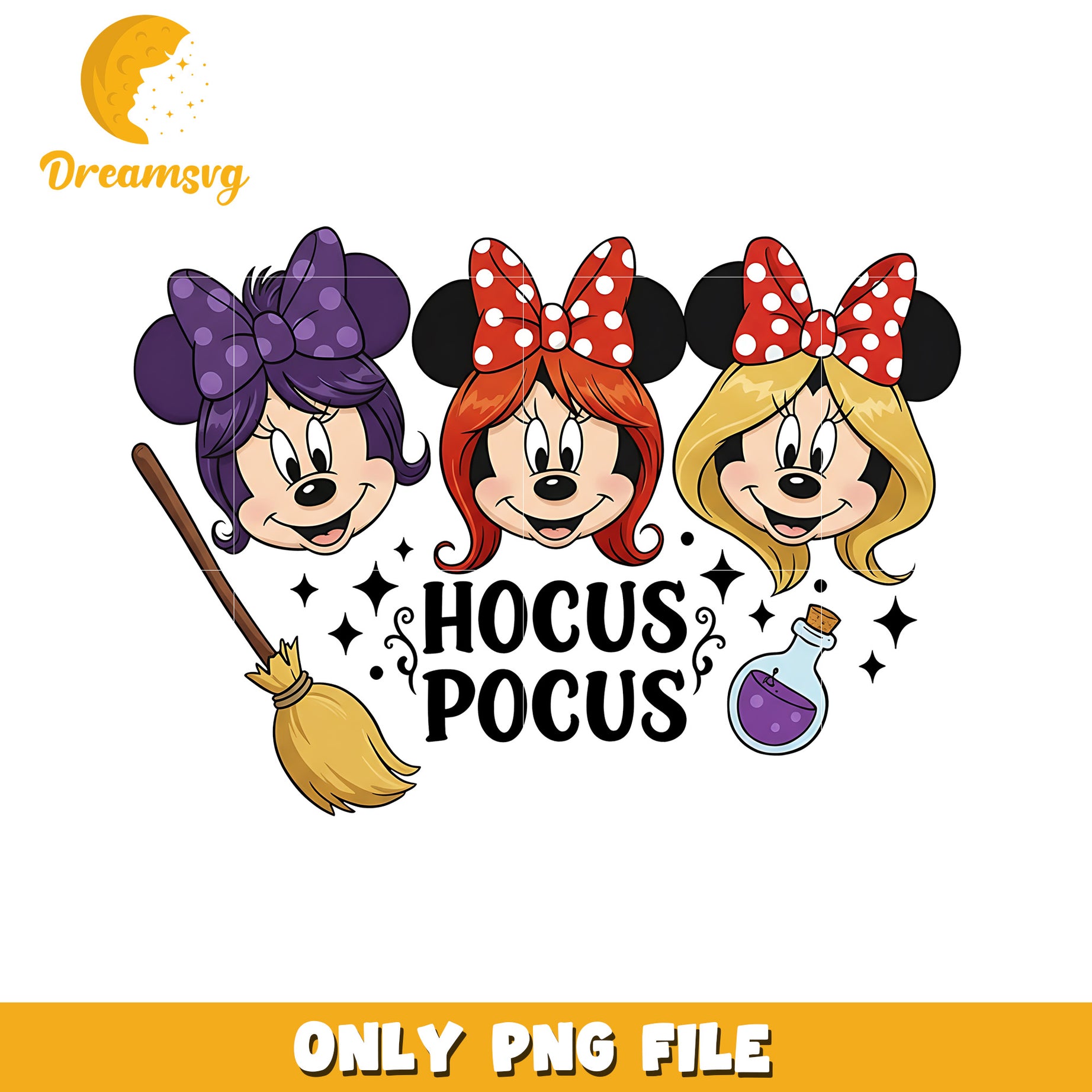 Minnie hocus pocus design png, halloween png, halloween season png
