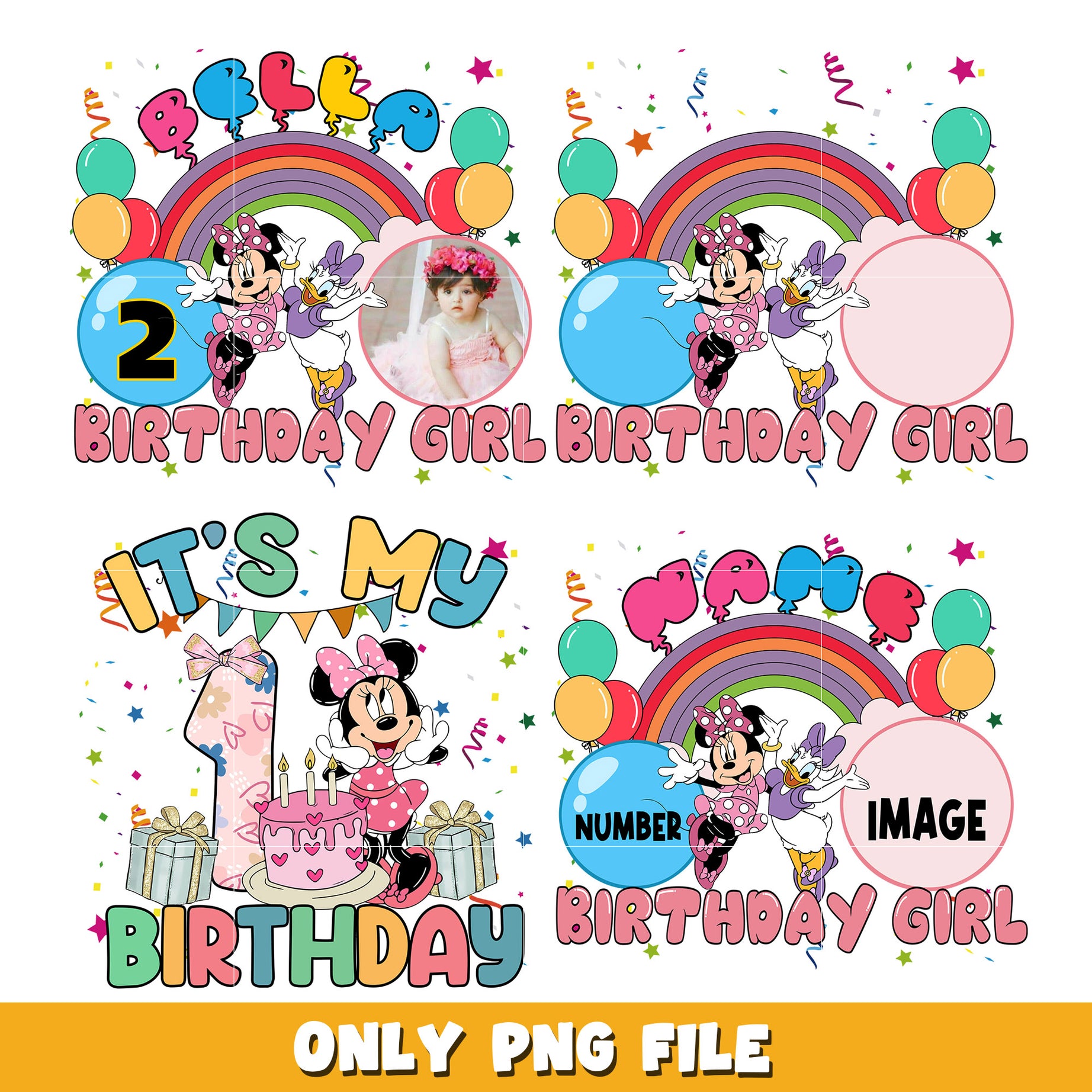 Minnie it's birthday girl  bundle png, Disney cartoon png, Digital download  