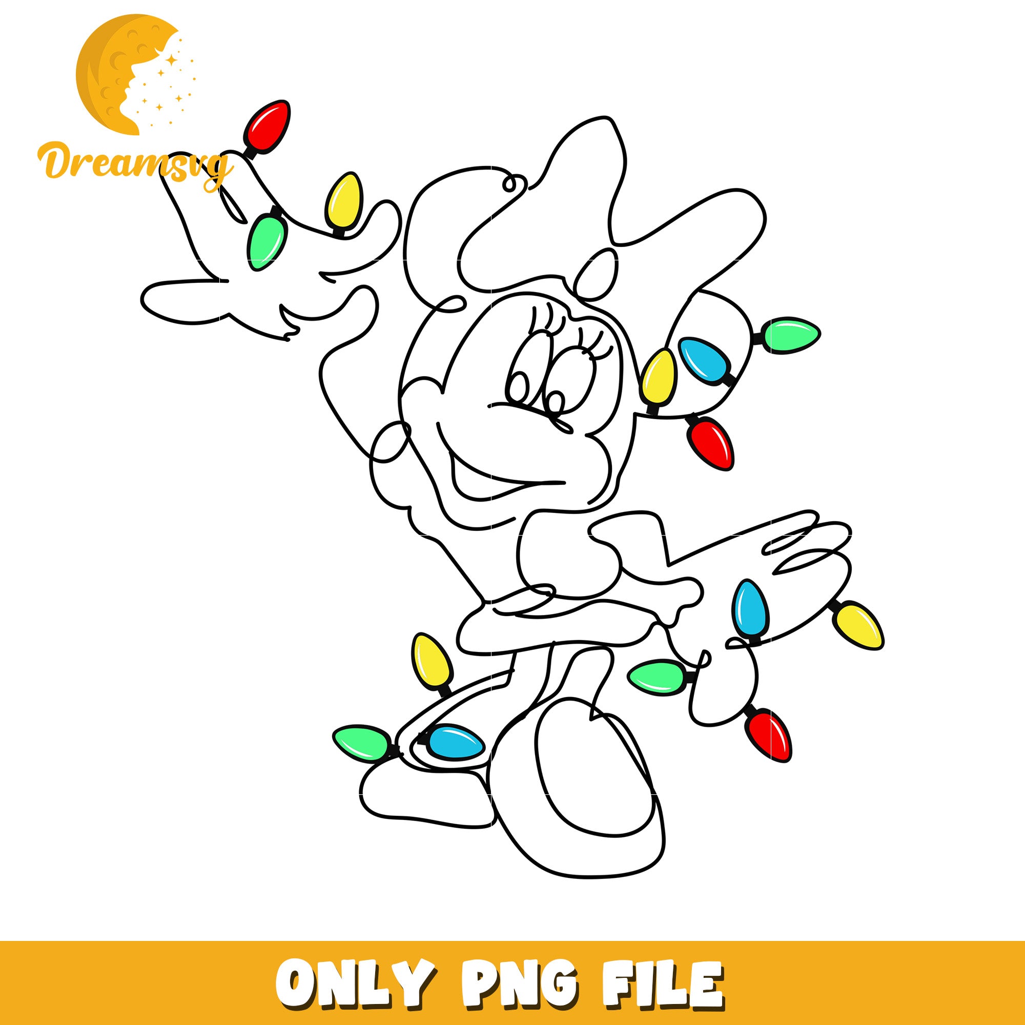 Minnie line png, festive disney png, winter wonderland png