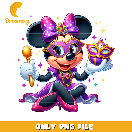 Minnie mardi gras day design png, mardi gras decorations png