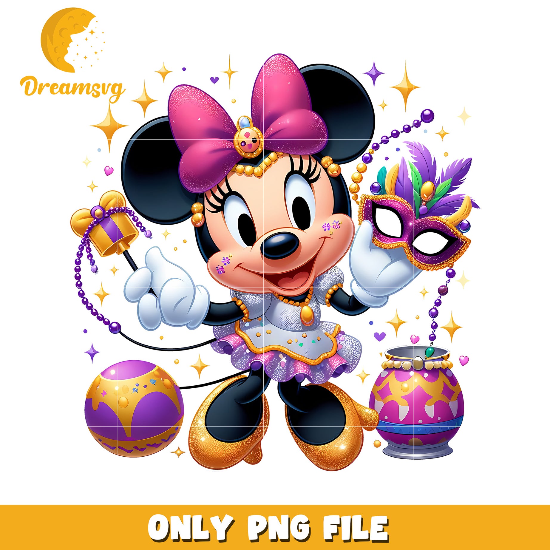 Minnie mardi gras decoration png, mardi gras world png, disney png