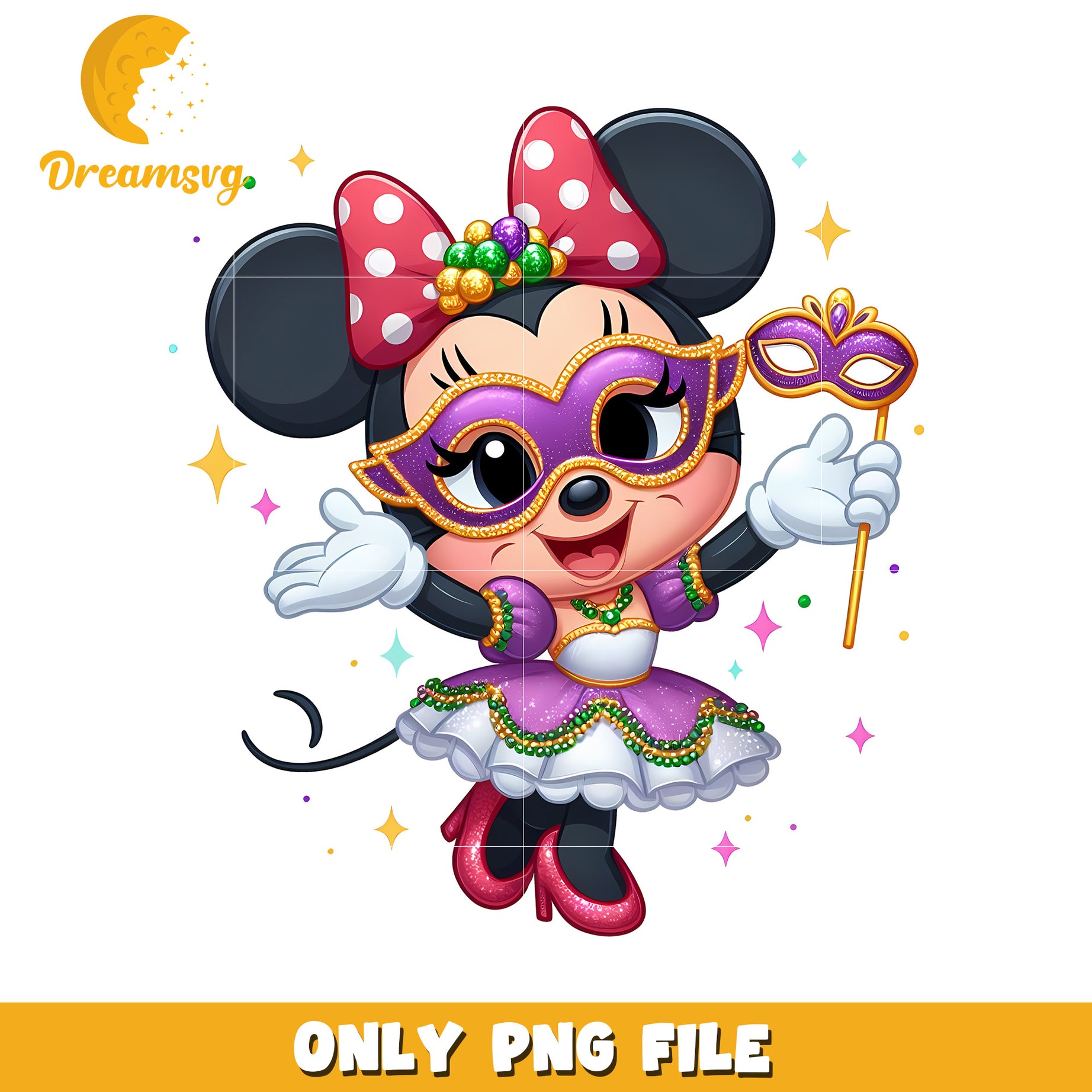 Minnie mardi gras mask png, minnie mouse png, mardi gras png