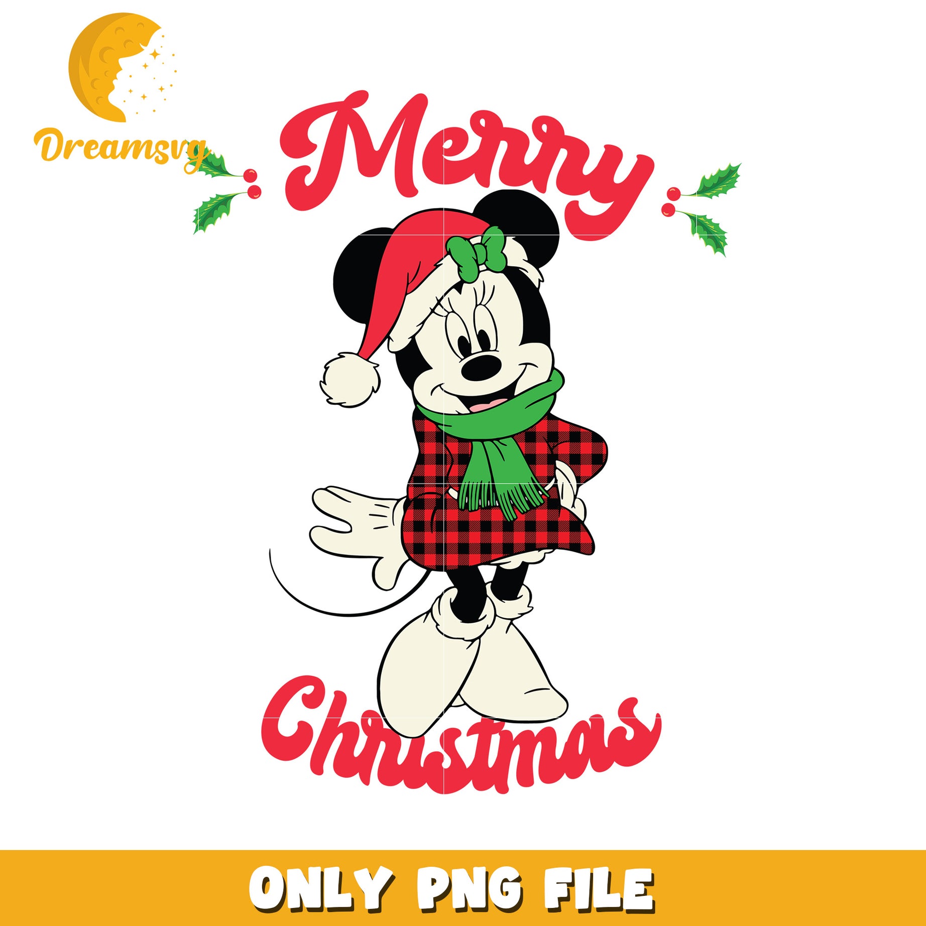 Minnie merry christmas vintage png, festive disney png, winter wonderland png
