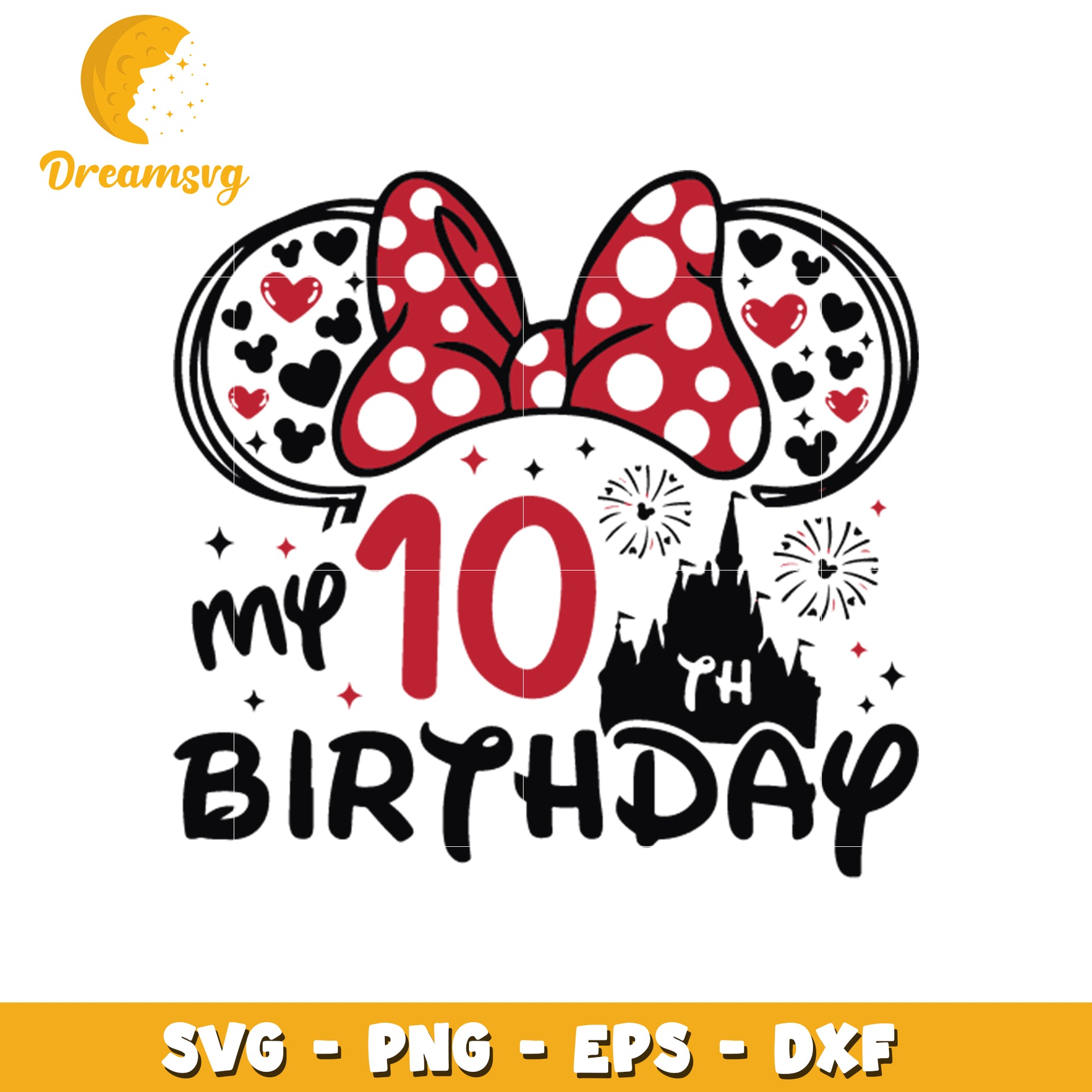 Minnie mouse 10th birthday svg, minnie mouse svg, 10th birthday svg