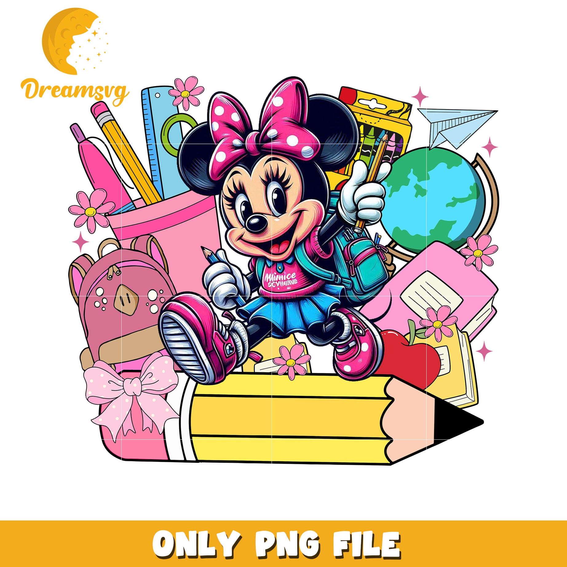 Minnie mouse go to school png, disney characters png, disney cartoons png
