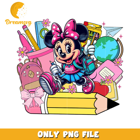 Minnie mouse go to school png, disney characters png, disney cartoons png