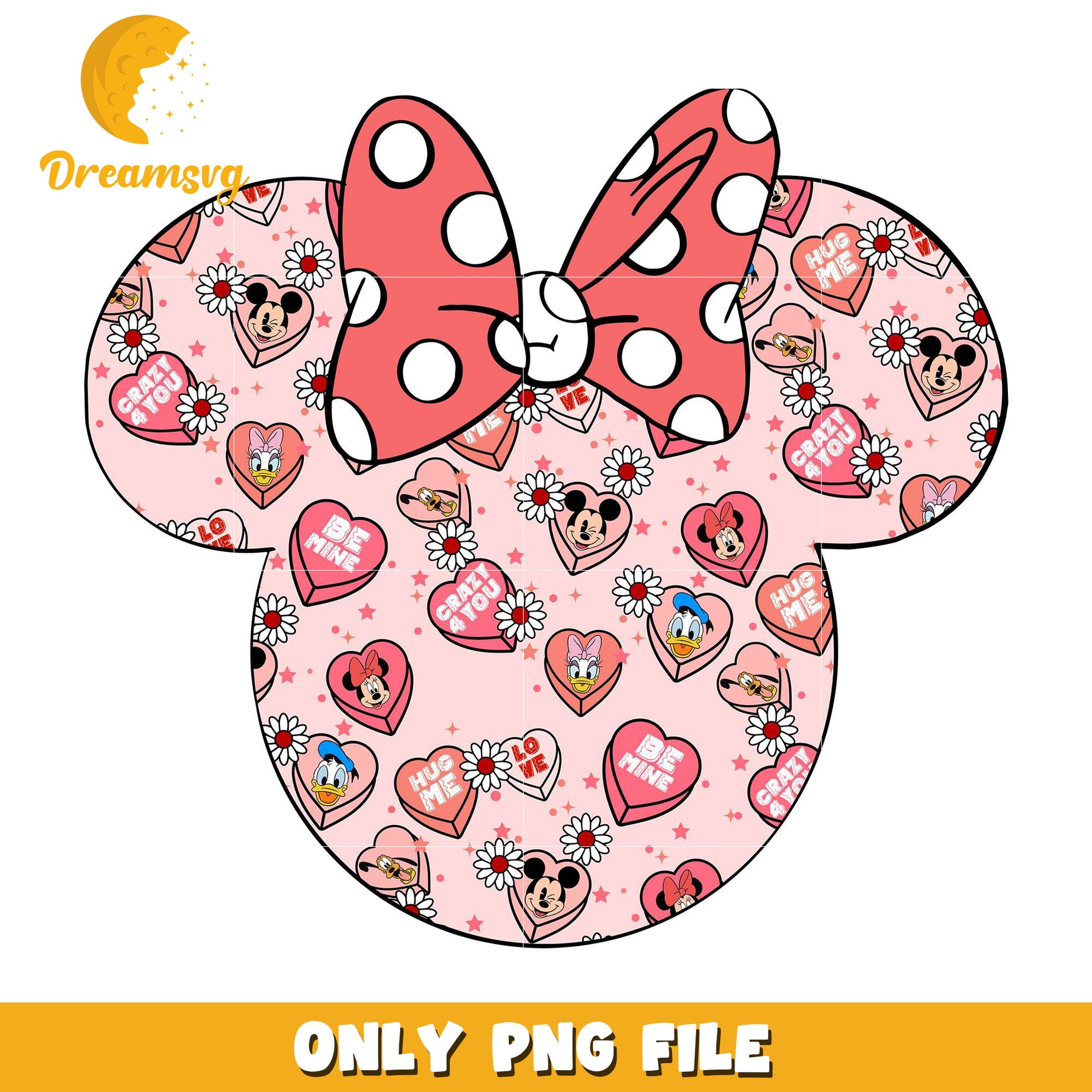 Minnie mouse head heart candy valentine png, minnie png