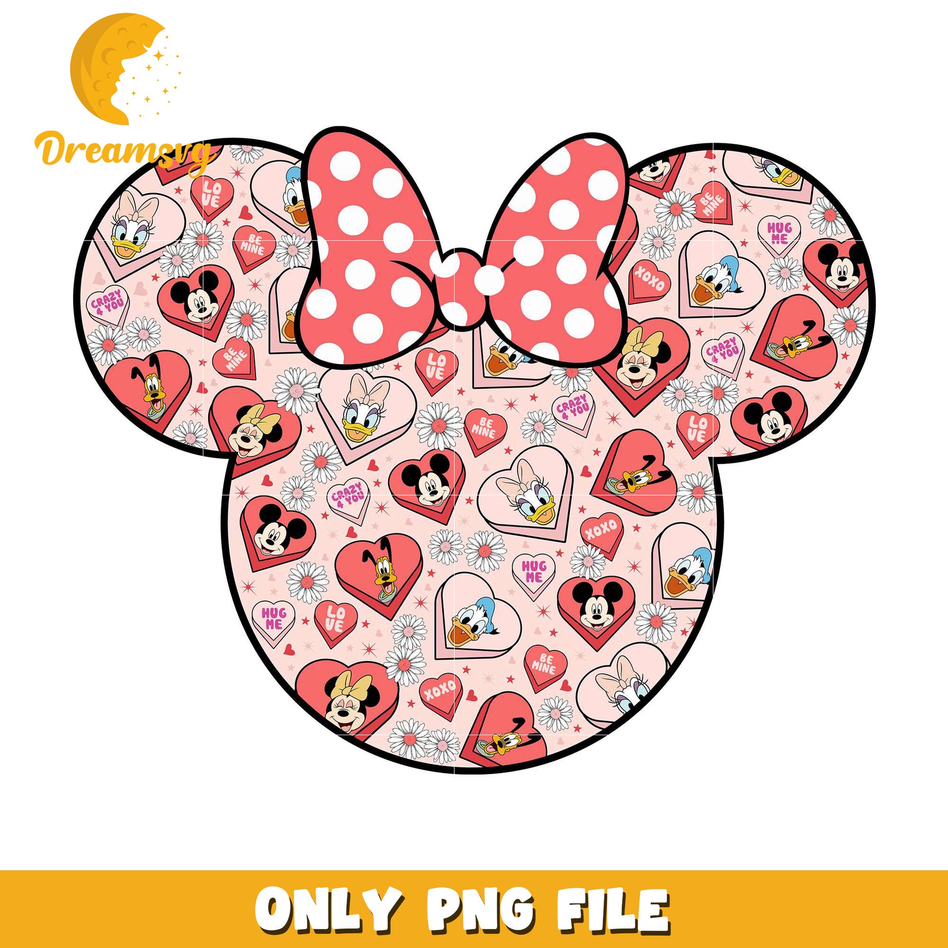 Minnie mouse head heart shape valentine png, minnie mousepng