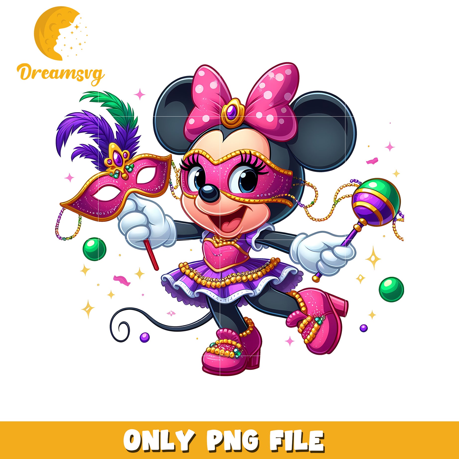 Minnie mouse on mardi gras day png, disney mardi gras png