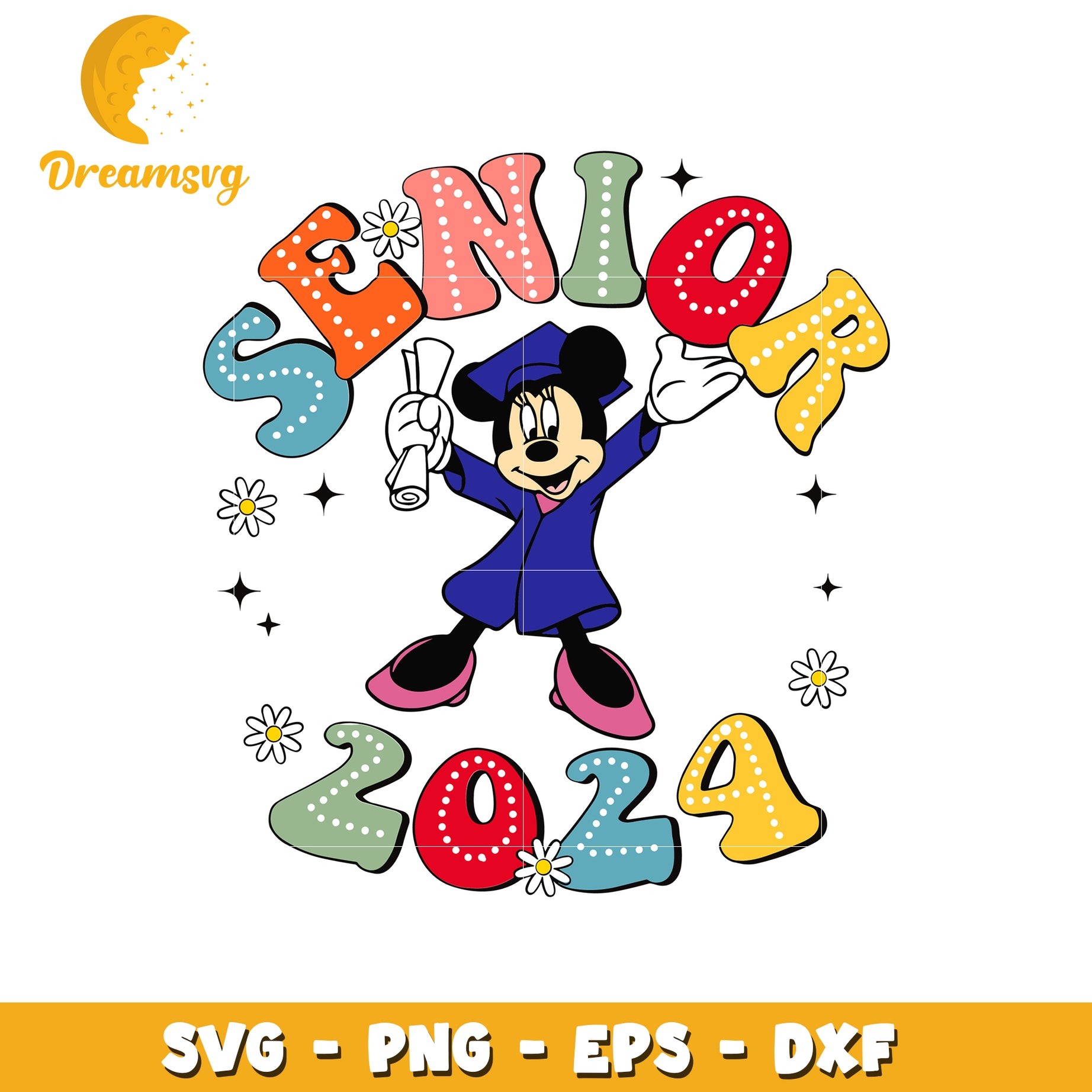 Minnie mouse senior 2024 svg, graduation svg, minnie mouse svg 
