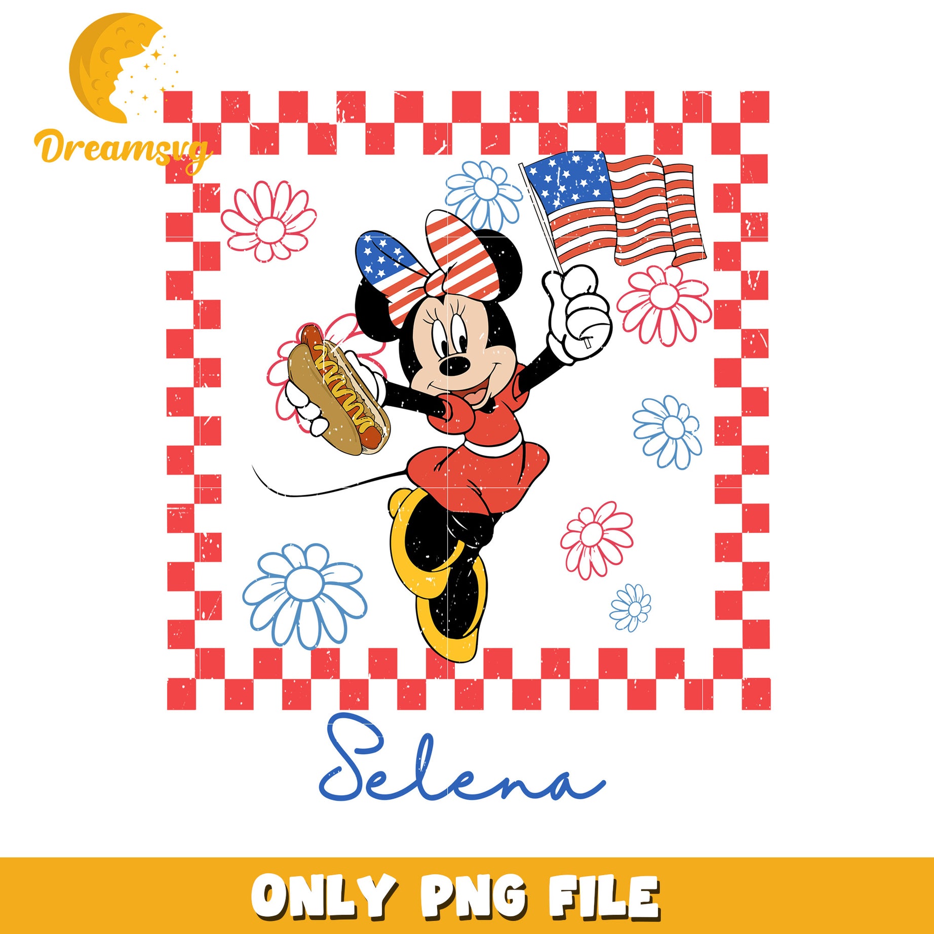 Minnie mouse with usa flag png, disney character png, patriotic minnie mouse png