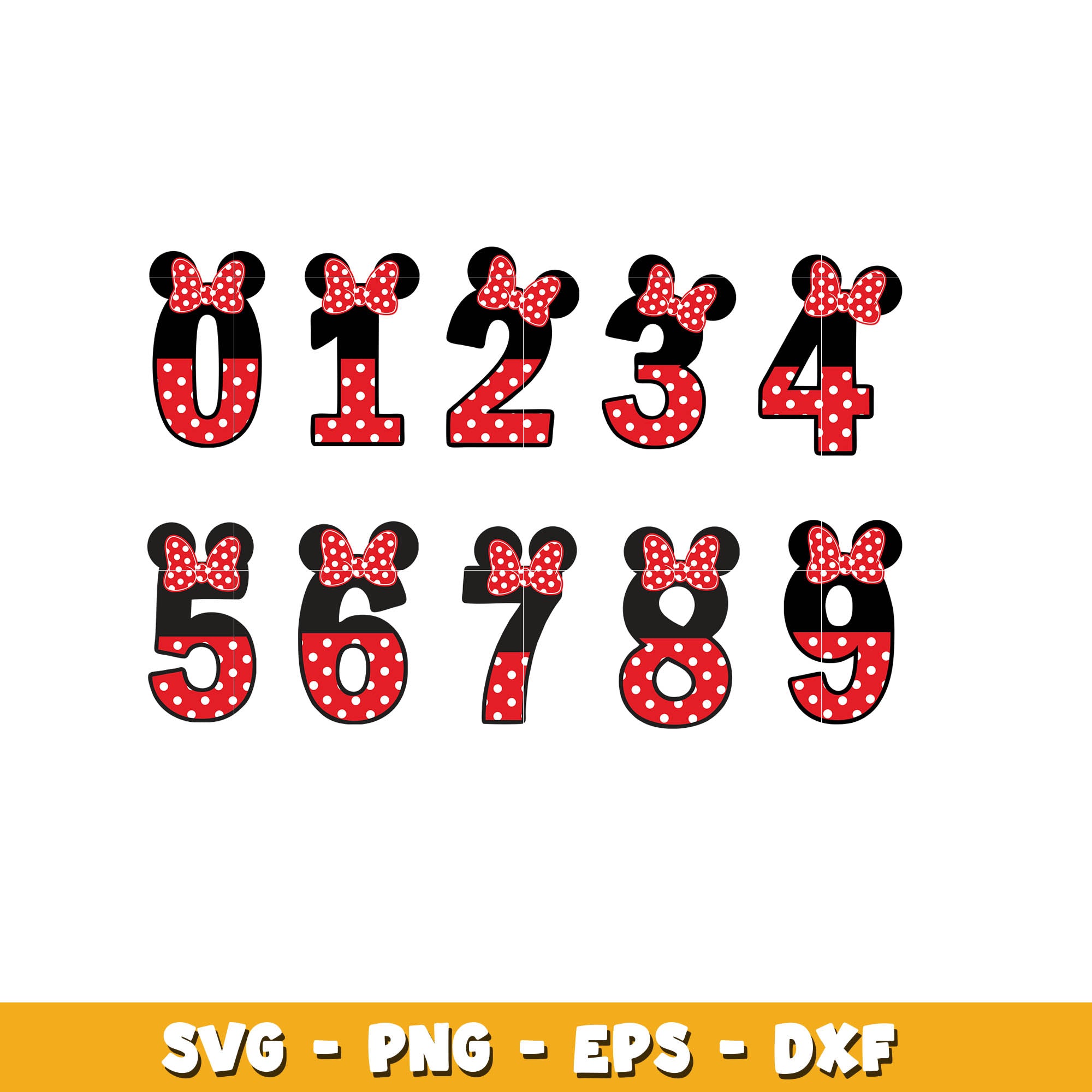 Minnie Mouse Numbers bundle svg, Disney cartoon svg, Digital download ...