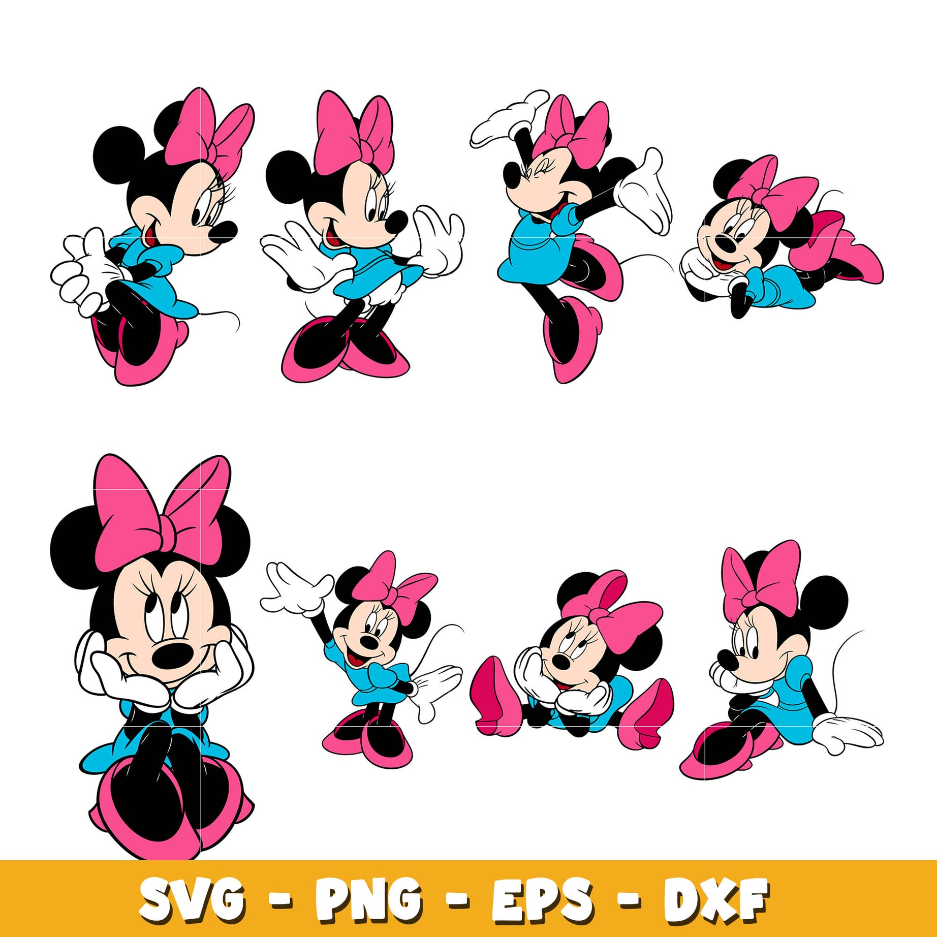 Minnie Mouse Free bundle svg,  Disney cartoon svg, Digital download 