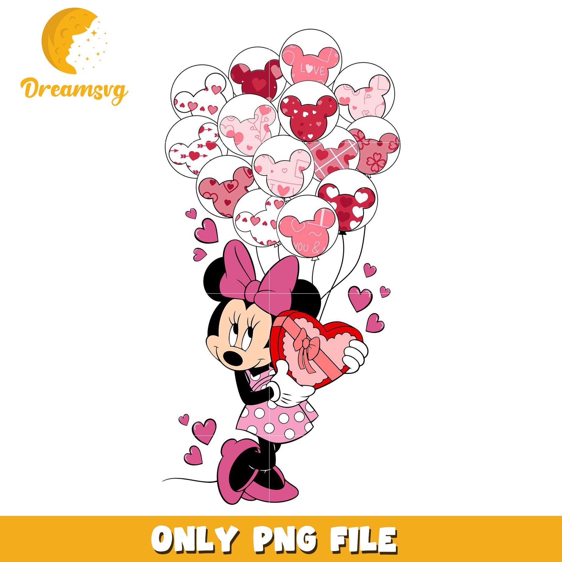 Minnie valentine mickey balloon png, valentine present png