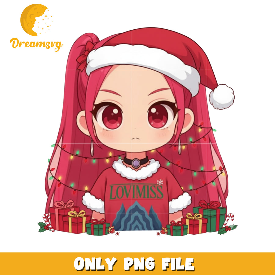 Mira christmas png, kpop cartoon png, christmas design png