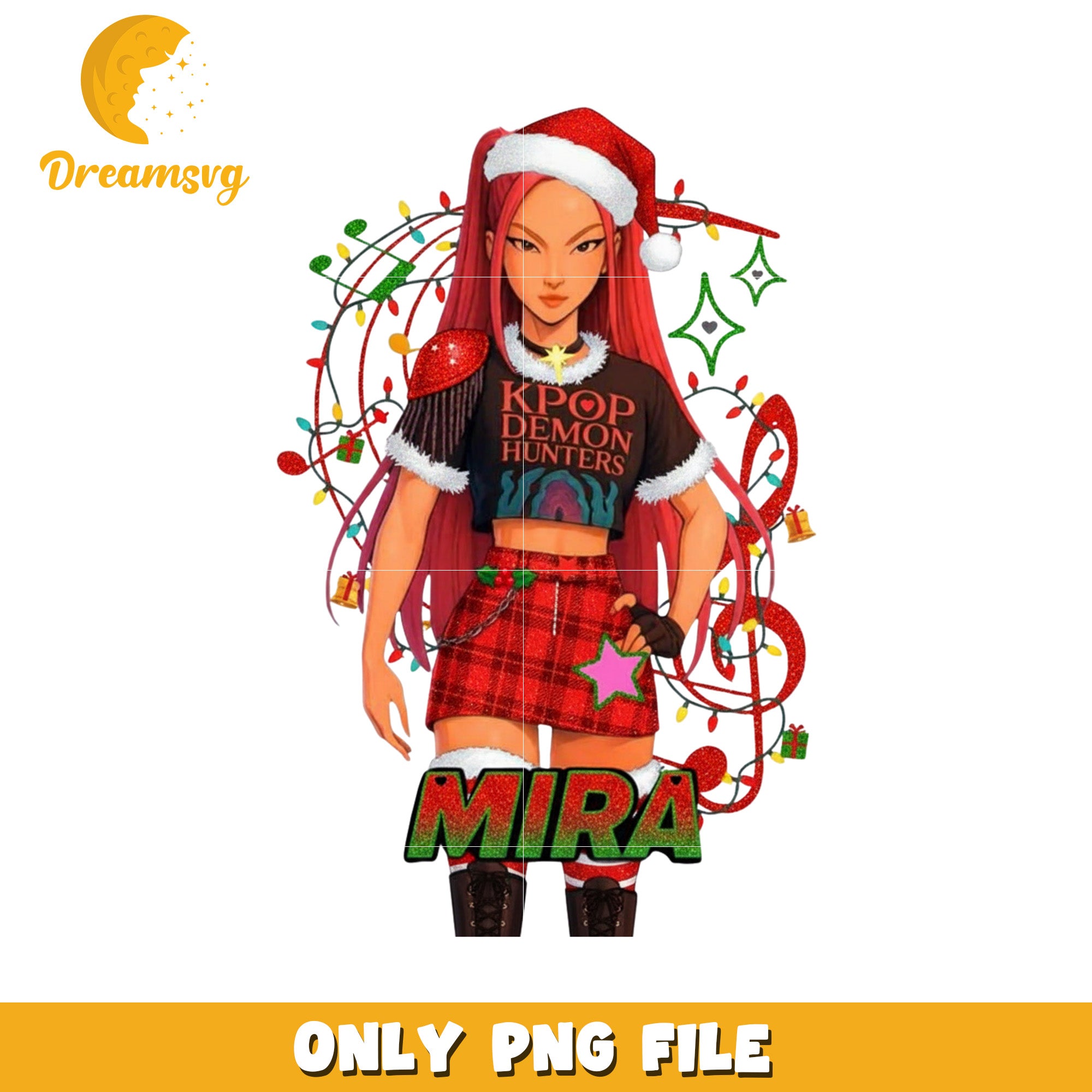 Mira huntrix christmas png, christmas music​ png, huntrix and saja png