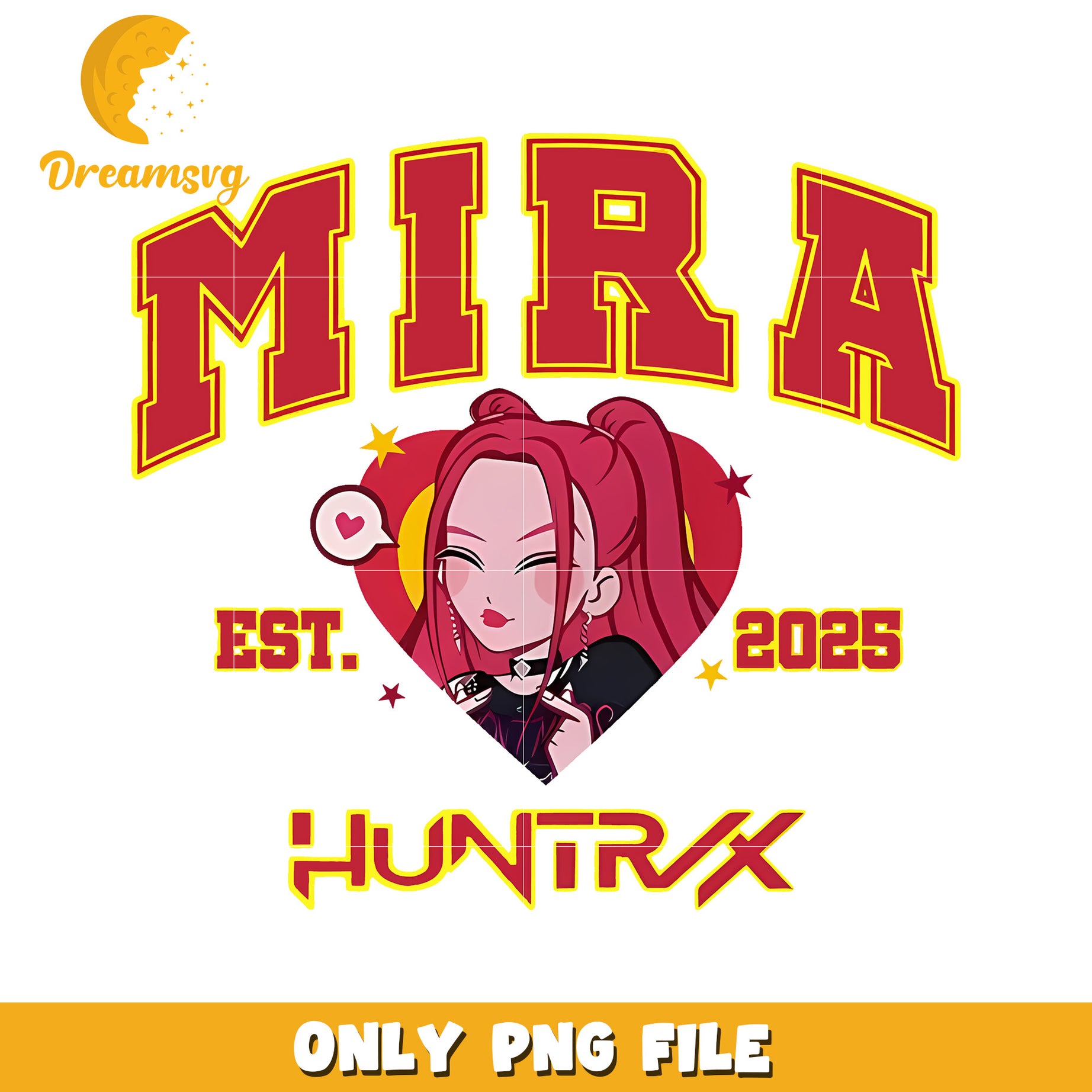 Mira huntrix red heart png, huntrix band png, netflix cartoon png