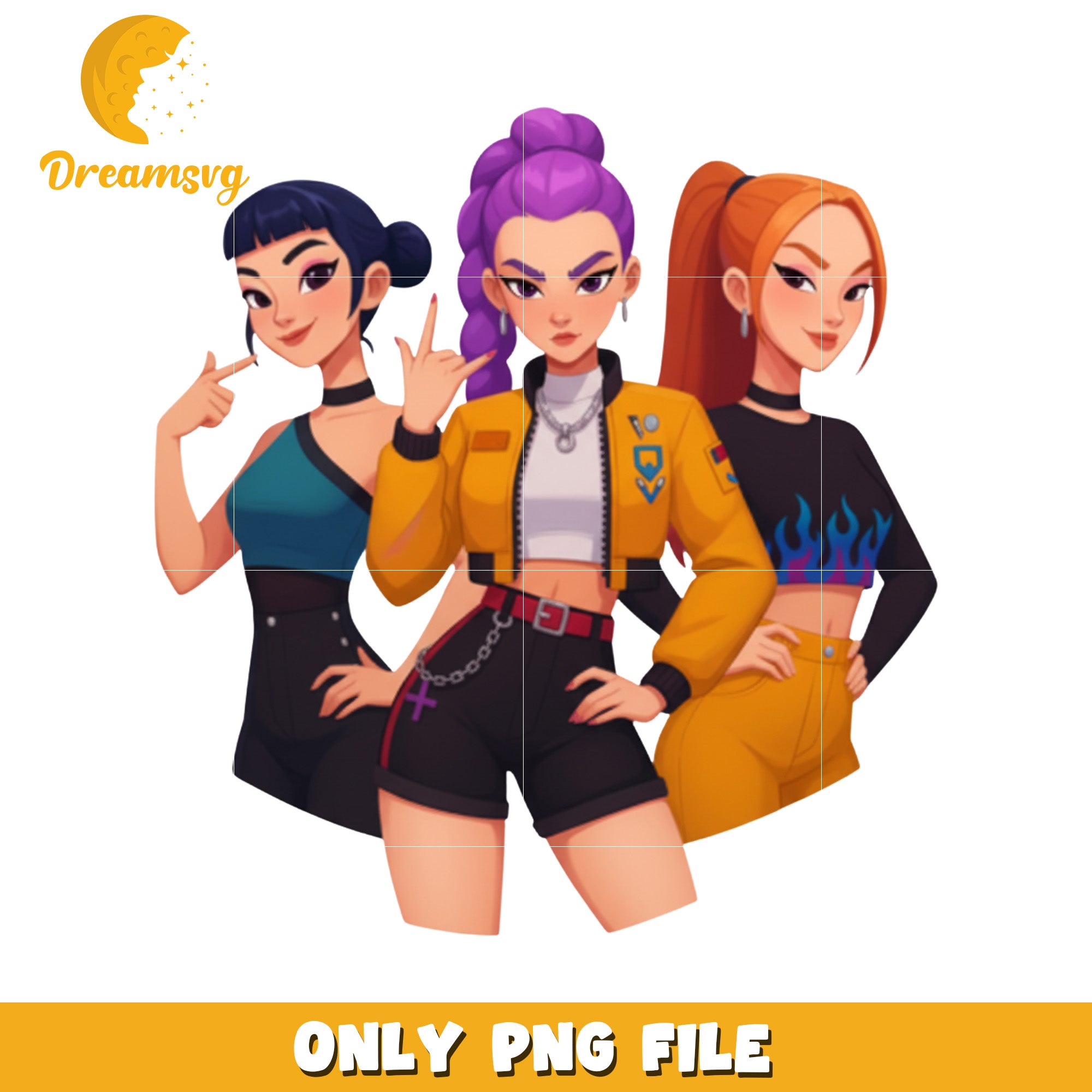 Mira rumi and zoey png, kpop fantasy concept png, korean cartoon png