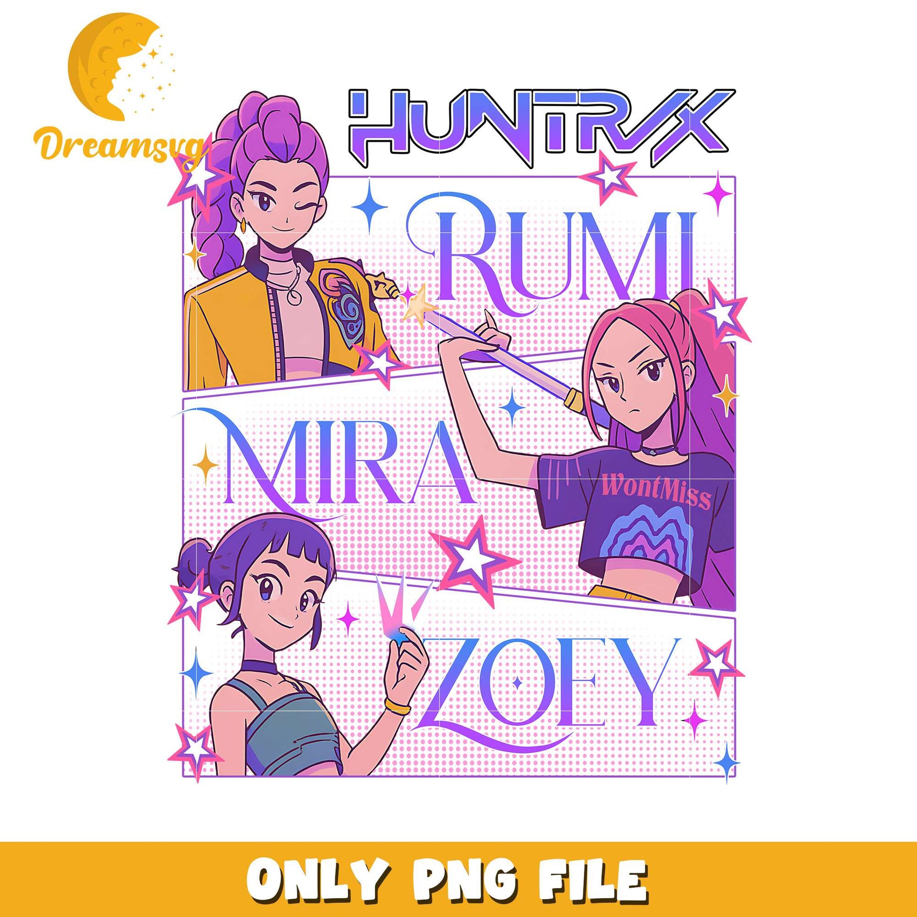 Mira rumi zoey png, cartoon fighter png, kpop hero team png