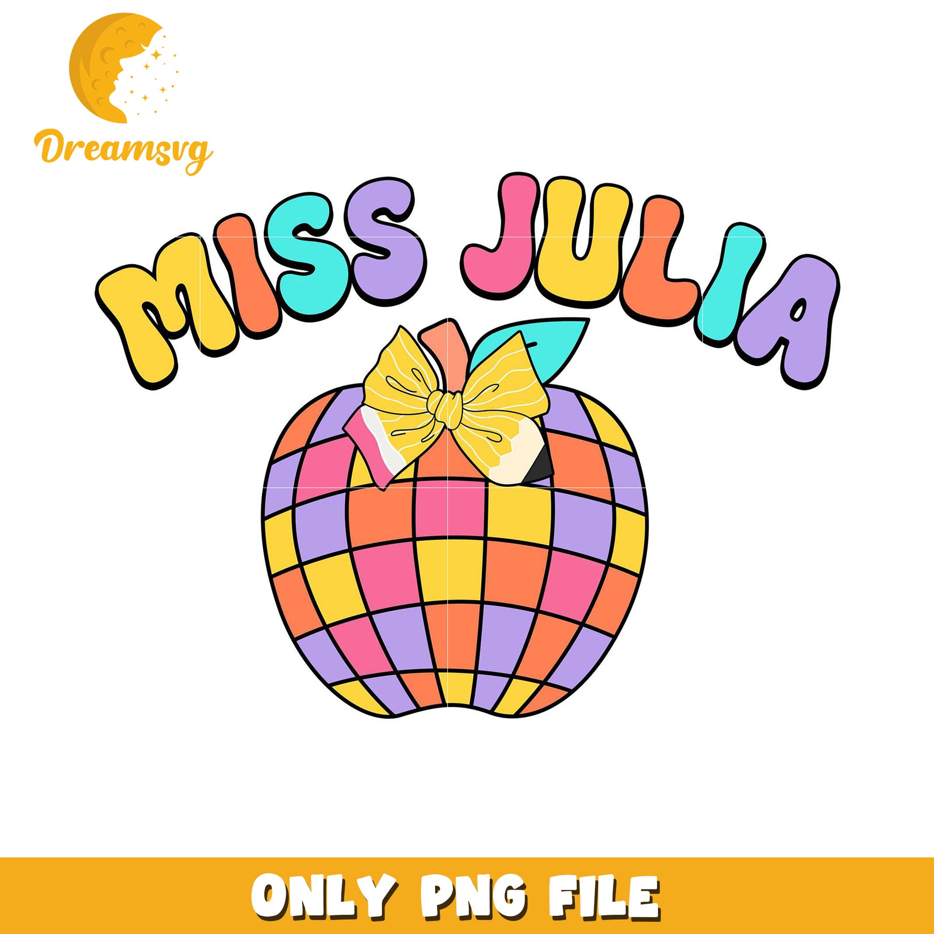 Miss Julia Apple Teacher PNG