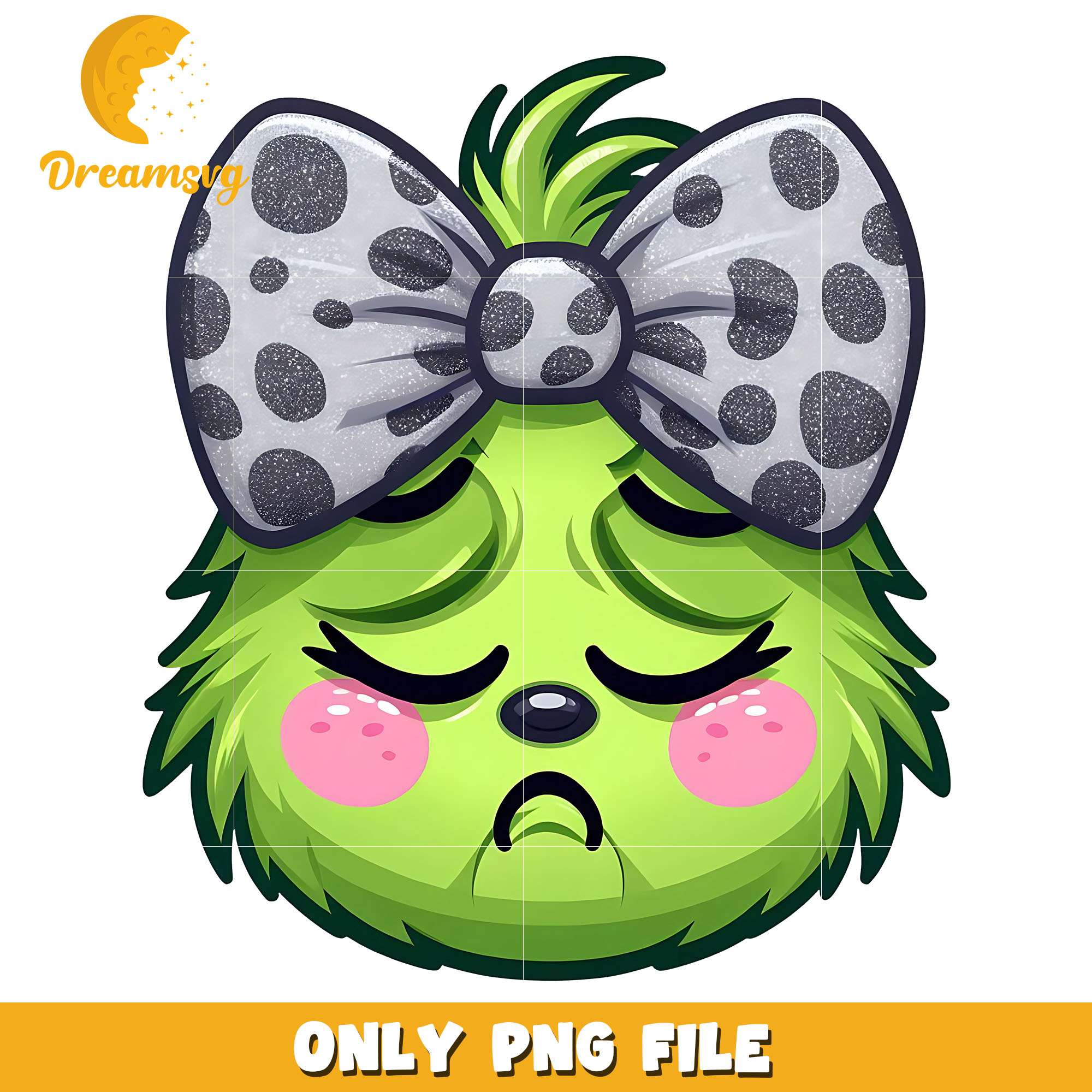 Miss grinch and grey christmas bow png, christmas bow png, christmas png